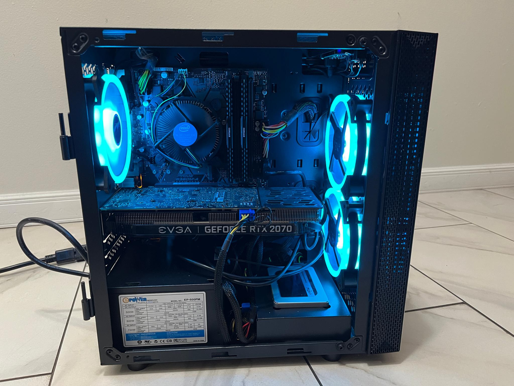 NVIDIA RTX 2070, Intel Core i5-9400f, 16GB RAM, 500GB SSD, Gaming PC w/ Wi-Fi, BT & RGB Remote