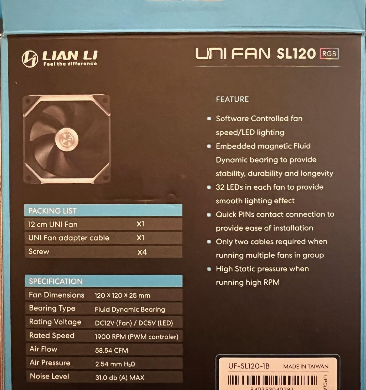 7 Lian Li Uni Fan SL120s and Hub