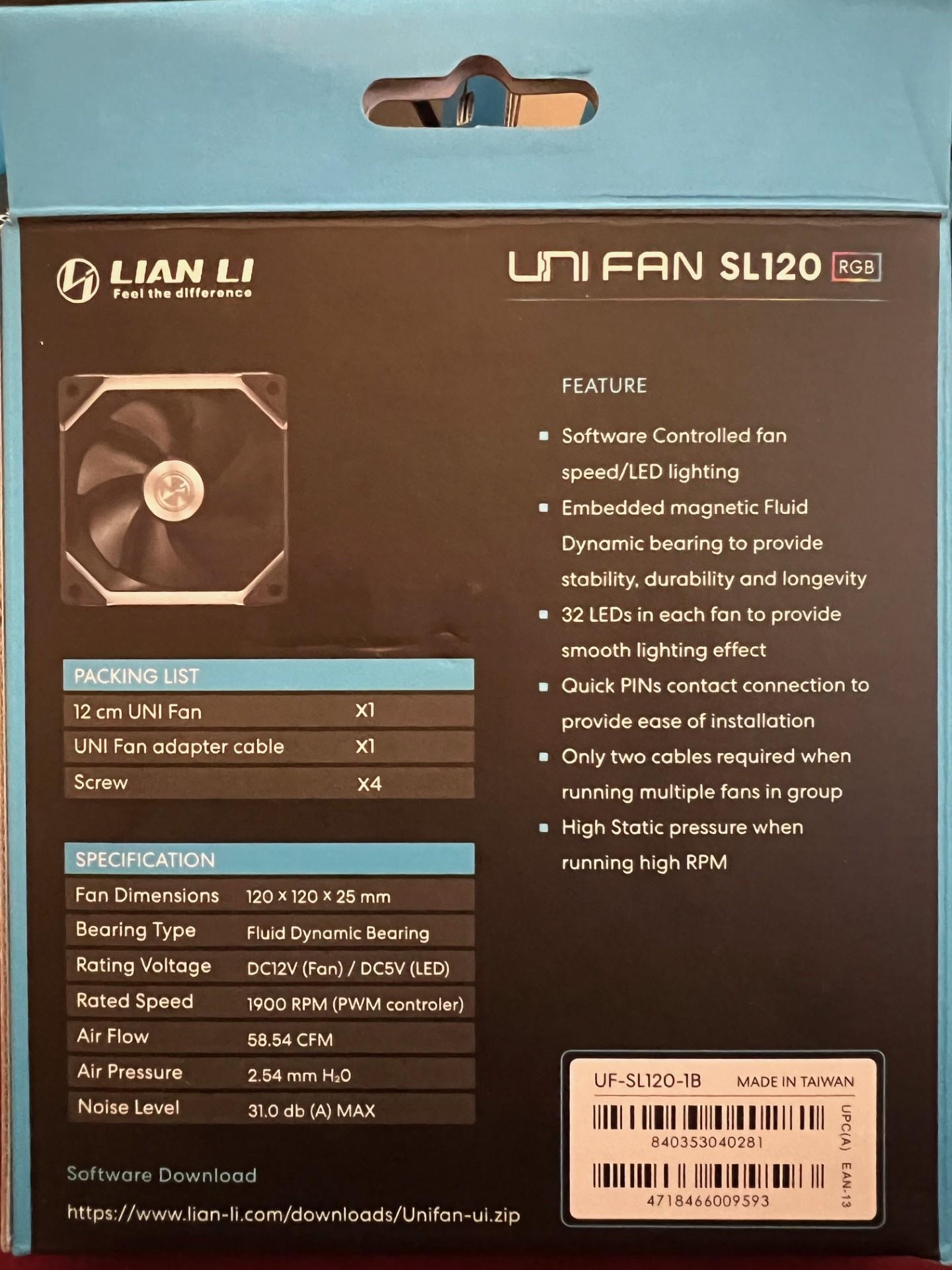 7 Lian Li Uni Fan SL120s and Hub