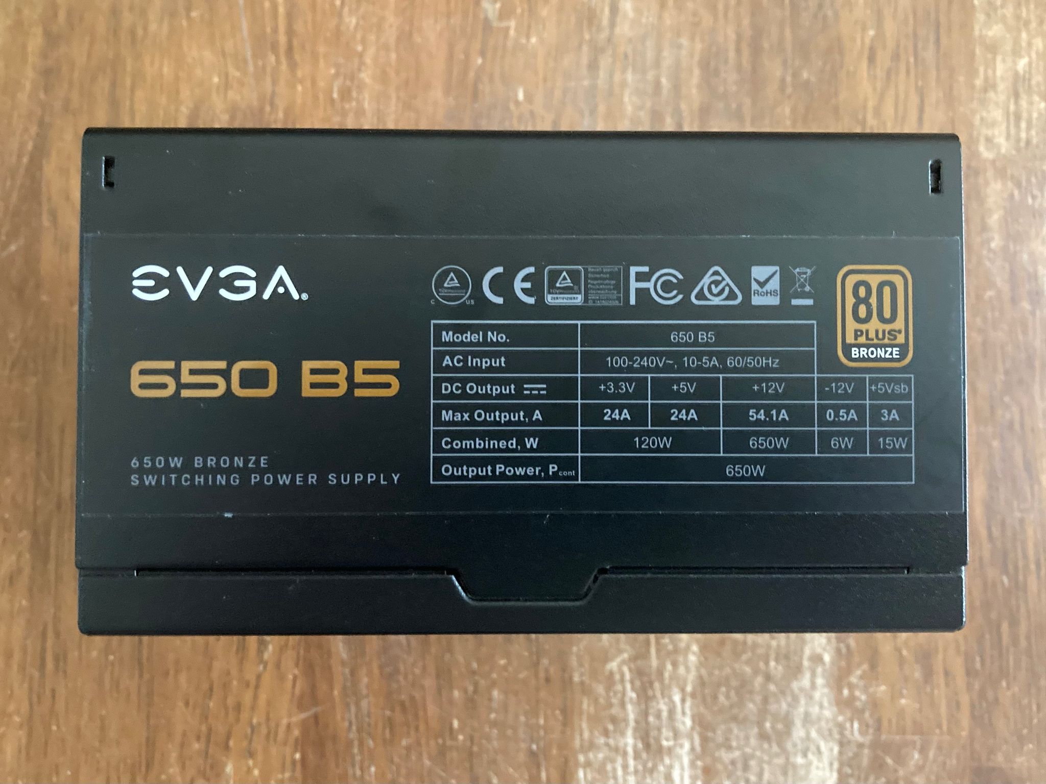 EVGA 650 B5 650 Watt 80+ Bronze Fully-Modular ATX Power Supply