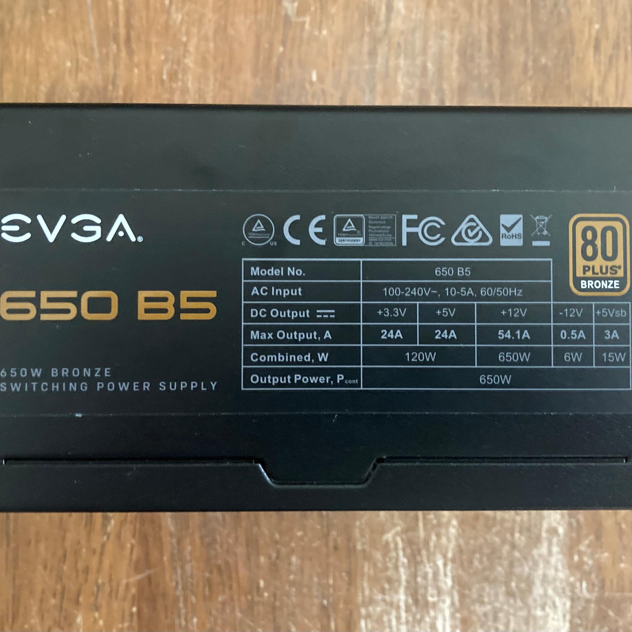 EVGA 650 B5 650 Watt 80+ Bronze Fully-Modular ATX Power Supply