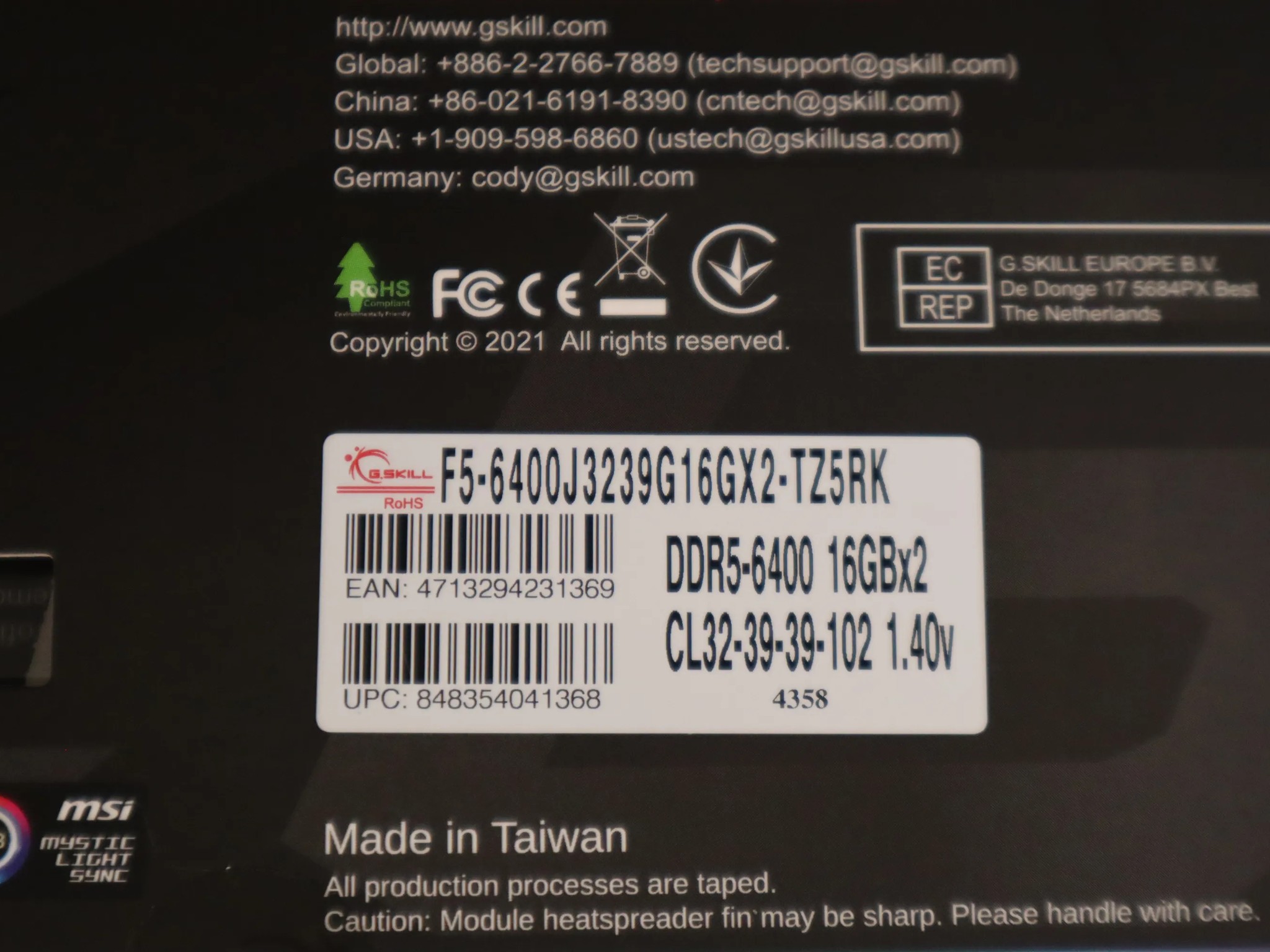 TriddentZ5 RGB DDR5 Ram 32gb
