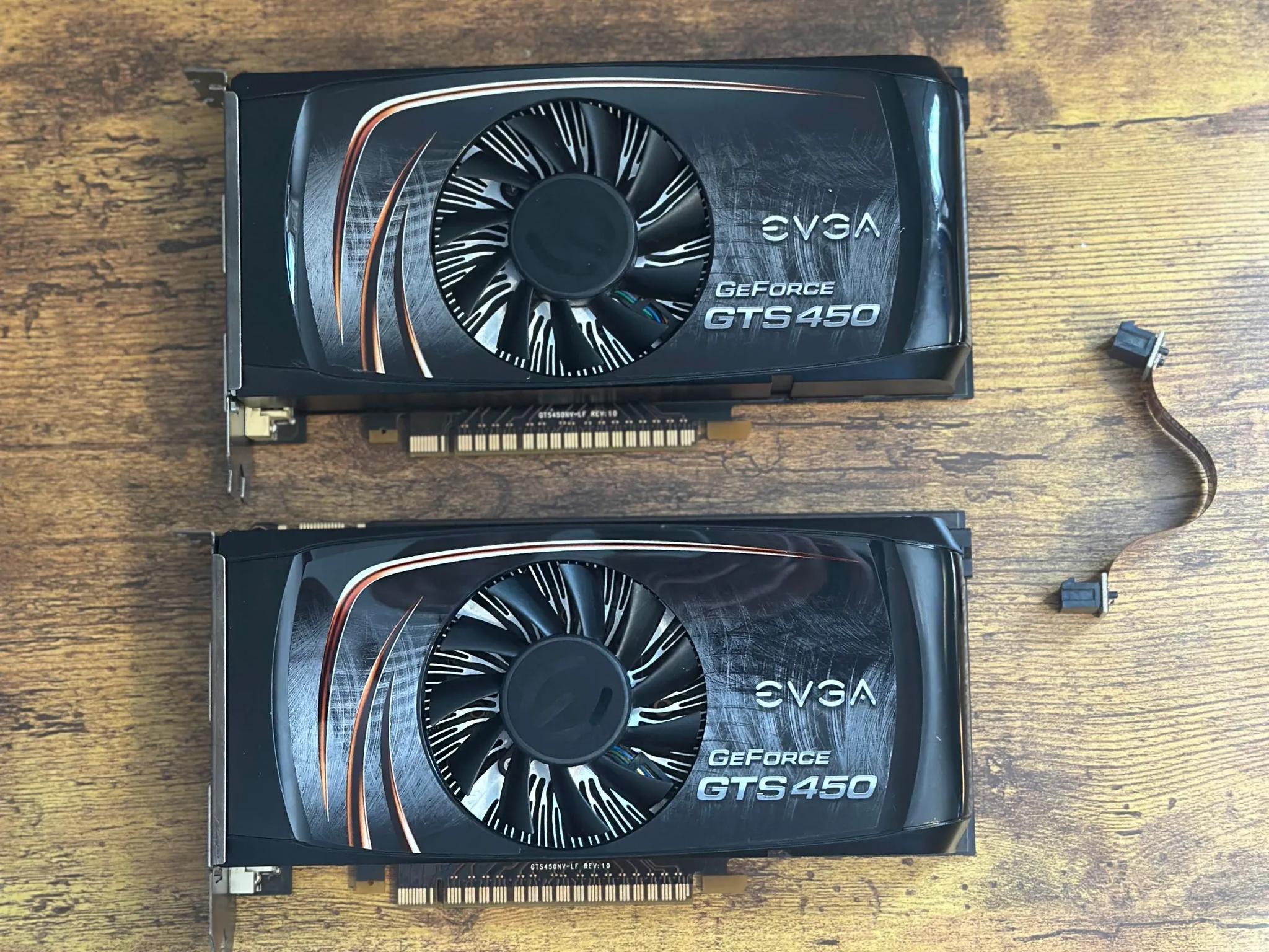 2X EVGA Nvidia Geforce GTS 450 1GB GDDR5 Graphics Card W/ SLI Bridge