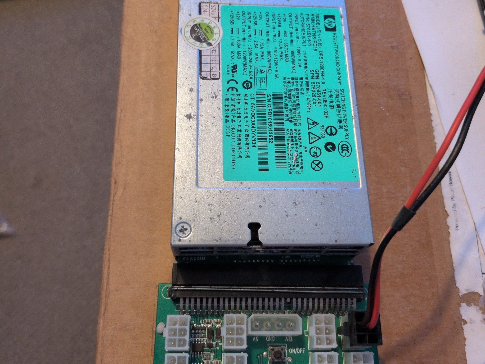 HP 1200W Server PSU DPS-1200FB Kit Breakout Board Cables - Unit 3