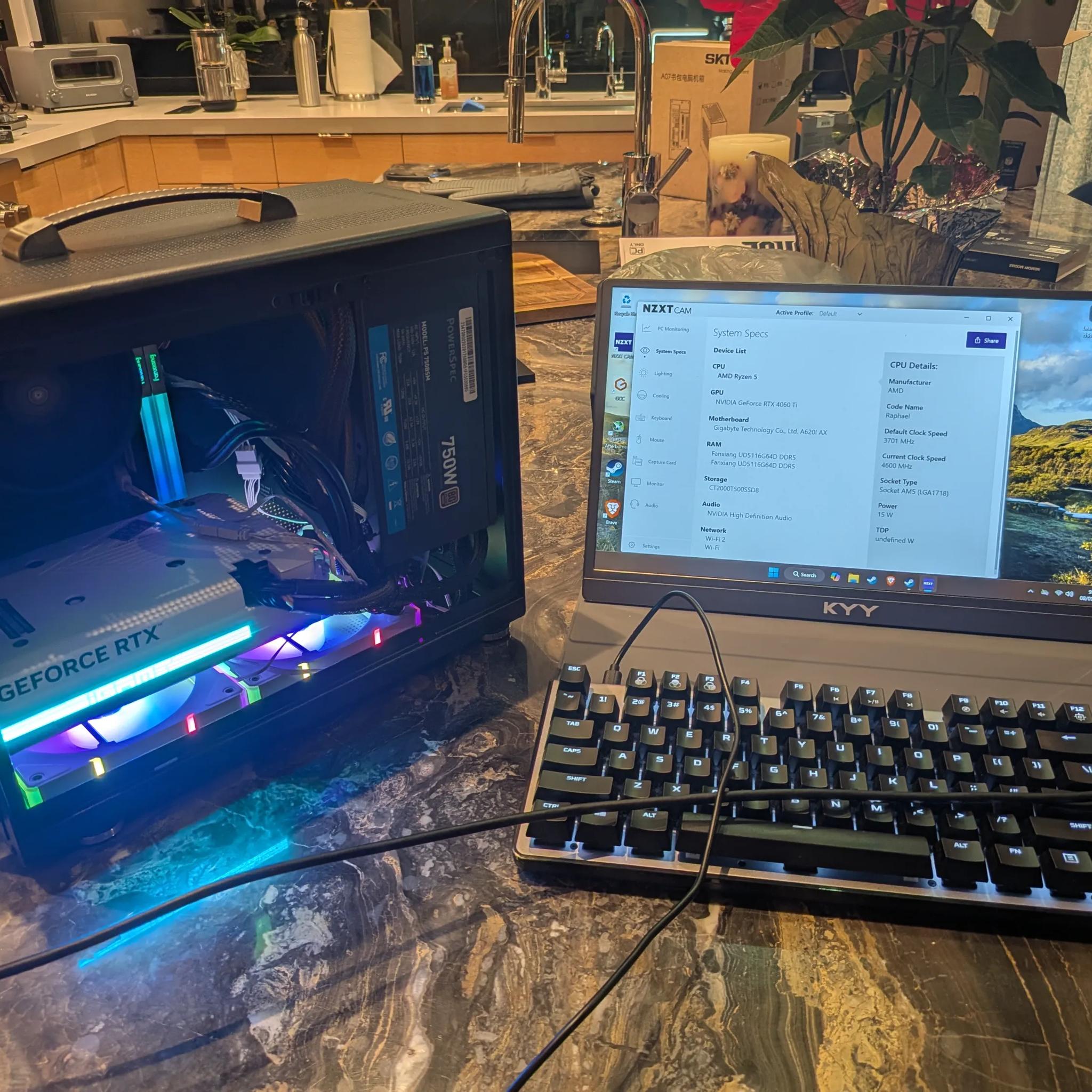 Small Gaming PC, AMD Ryzen 5 7500F, Nvidia RTX 4060 Ti 16GB, 32 GB RAM, 2 TB SSD