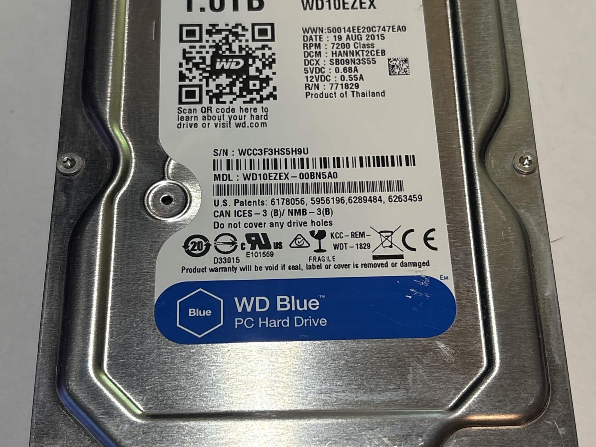WD Blue 1TB 7200RPM SATA Hard Drive | Tested & Healthy