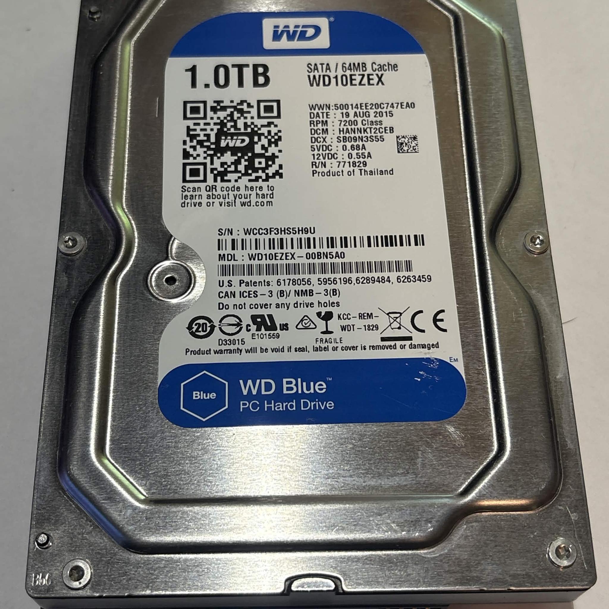 WD Blue 1TB 7200RPM SATA Hard Drive | Tested & Healthy