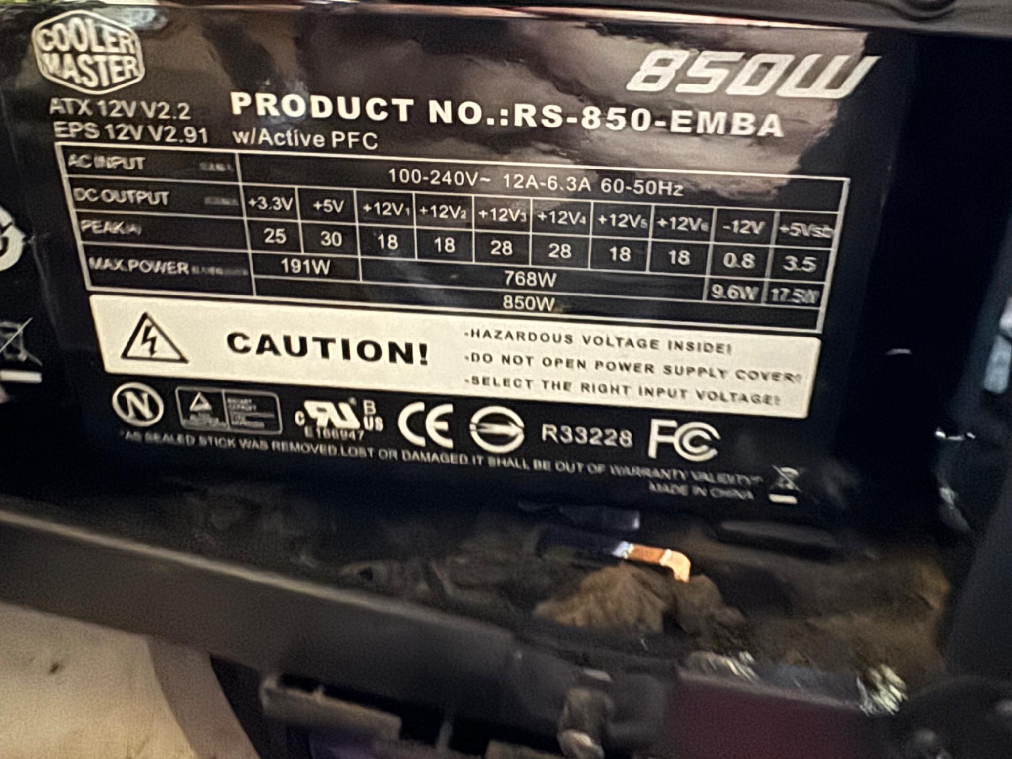 Cooler Master 850w power supply
