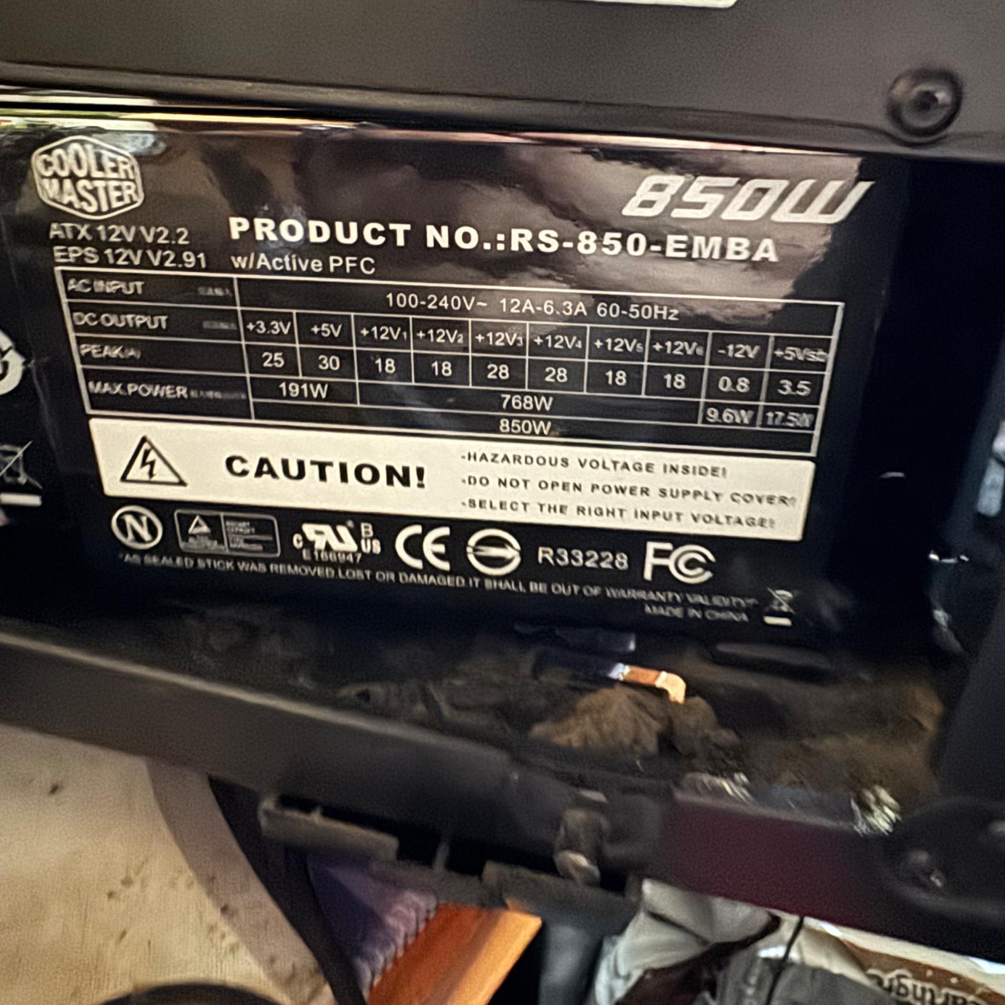 Cooler Master 850w power supply