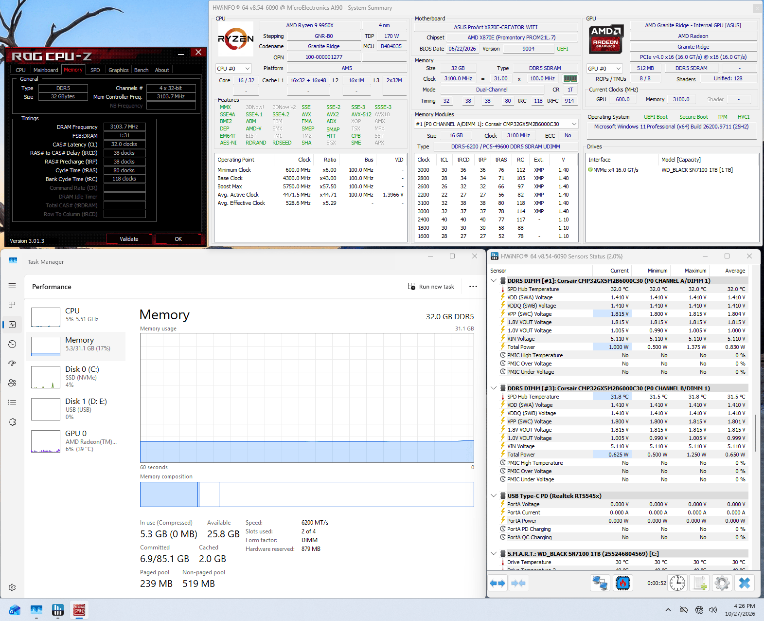Corsair Dominator Titanium DDR5 32GB kit (Memory)