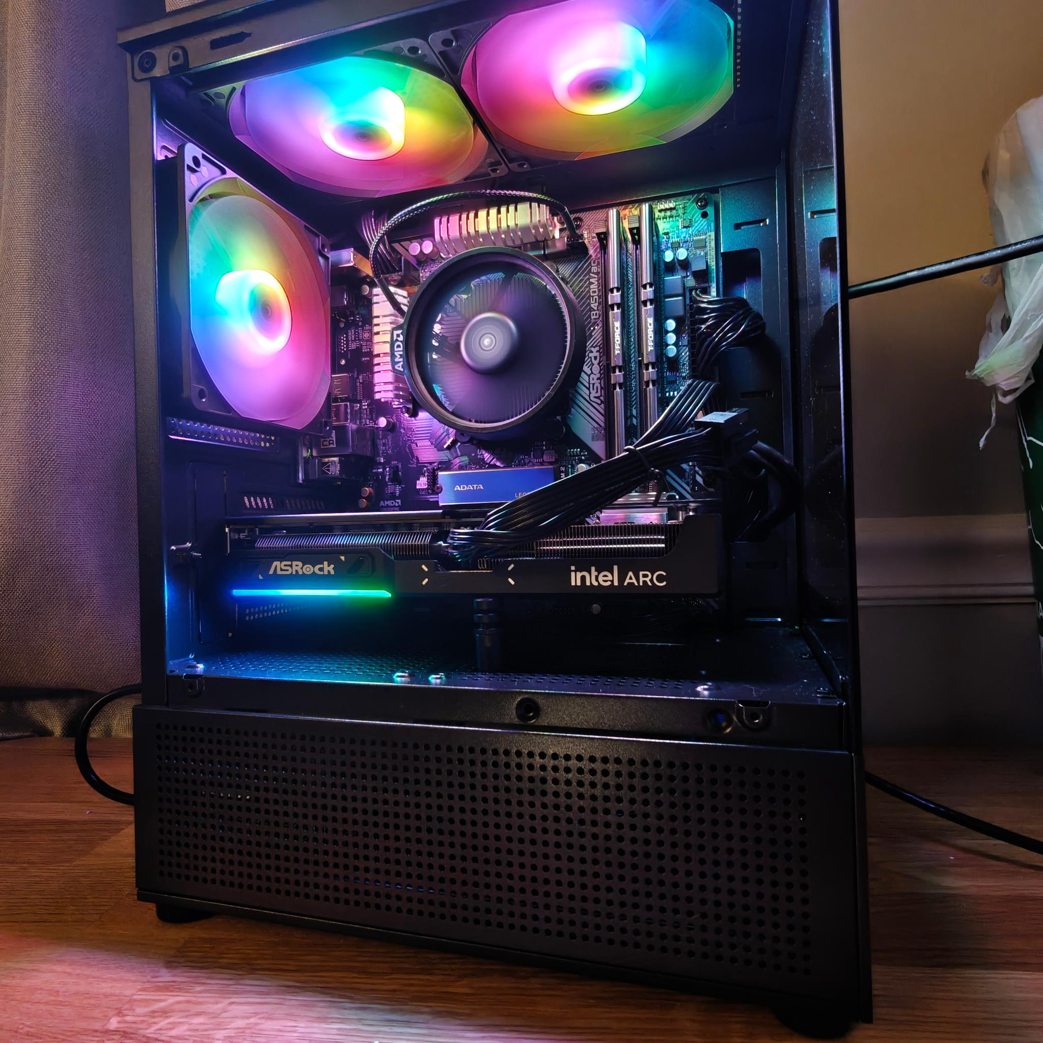 Compact 1080p/1440p Gaming PC - Ryzen 5 5500, AsRock Intel B580, T-Force 16GB 3200MHz, 512GB NVME