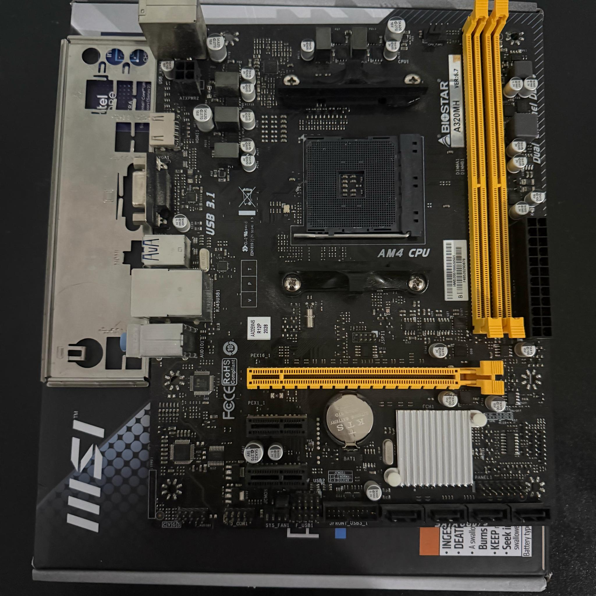 BIOSTAR A320MH AM4 Motherboard – Used & Tested