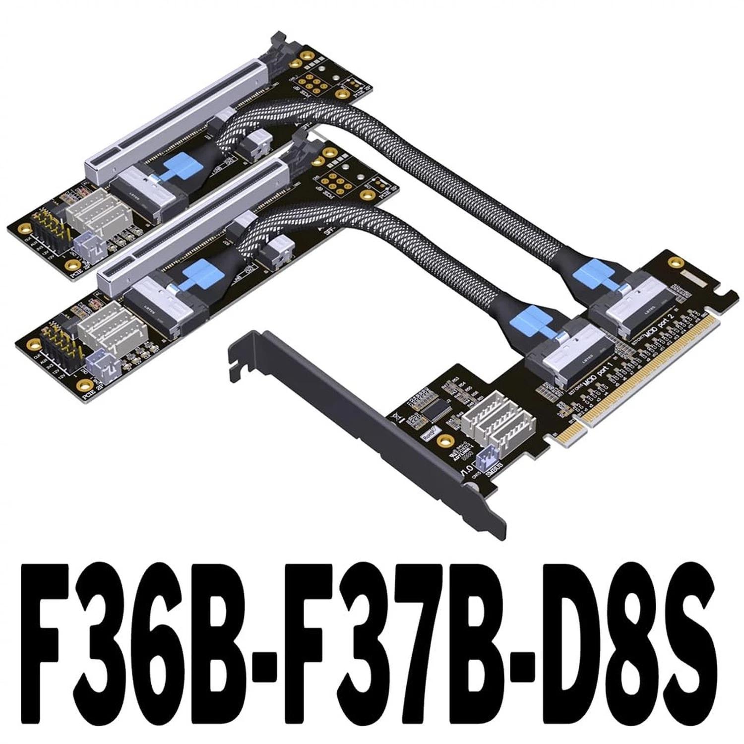 JMT PCIe 4.0 X16 To X8/X8 MCIO Bifurcation Adapter Card (50cm)