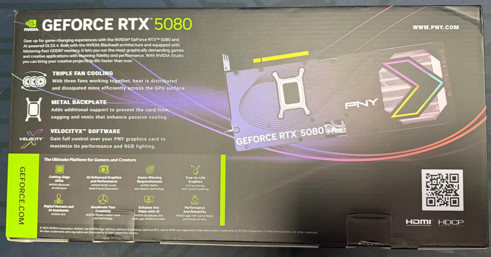 PNY GeForce RTX 5080 Overclocked Triple Fan