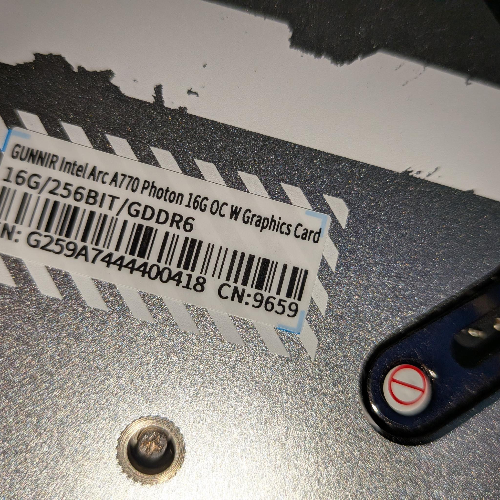 GUNNIR Intel Arc A770 Photon OC 16GB GDDR6