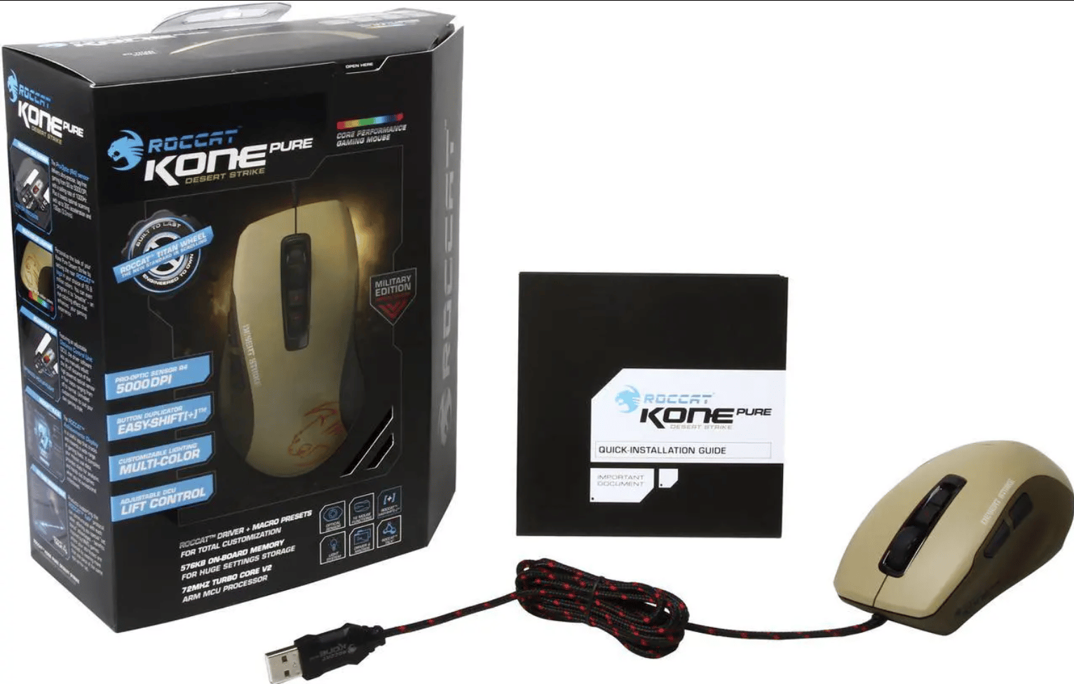 ROCCAT KONE Pure Military Edition Core Performance, USB Wired Optical Gaming Mouse - Desert Strike