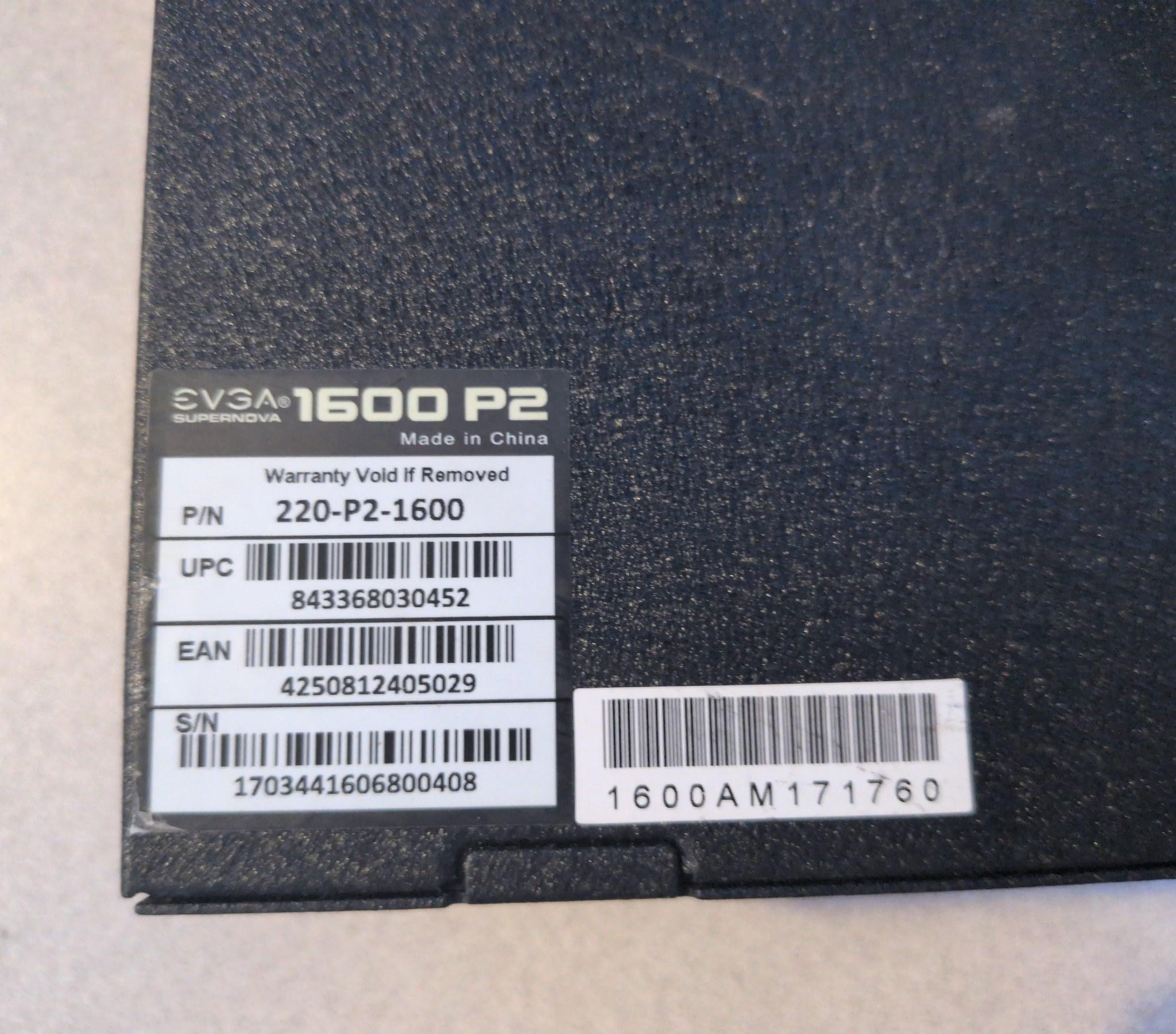 EVGA SuperNOVA 1600 P2 1600W PSU - No Power - For Parts