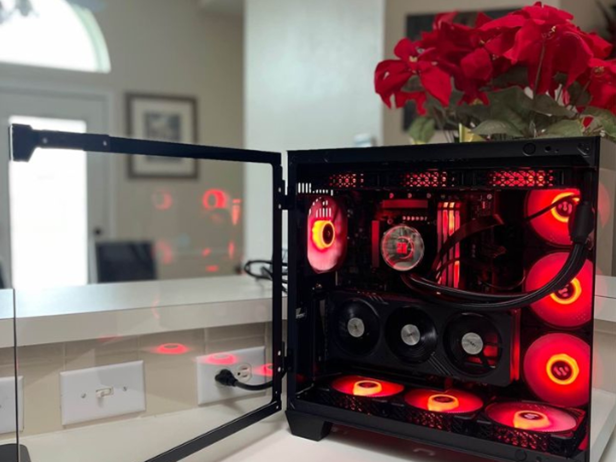 🤑 ON SALE!💰🔥Red Aura🔥 Black Fishtank PC Build 🐟 - 4060 - i9 Intel 🚀 1080p/1440p