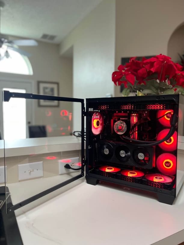🤑 ON SALE!💰🔥Red Aura🔥 Black Fishtank PC Build 🐟 - 4060 - i9 Intel 🚀 1080p/1440p