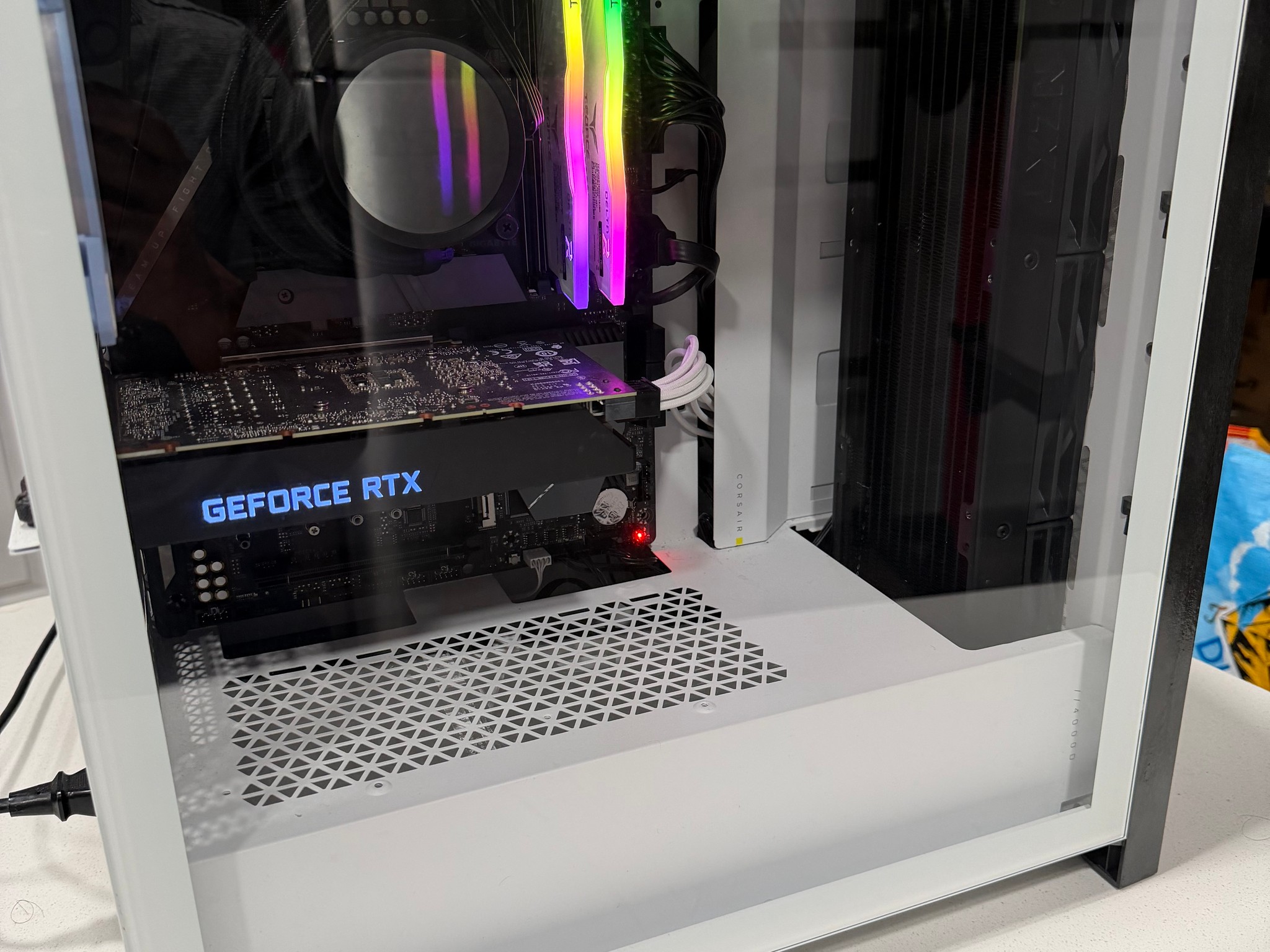 White Corsair Gaming PC – i9-11900K, RTX 3060, 2TB NVMe, 360mm Liquid Cooling