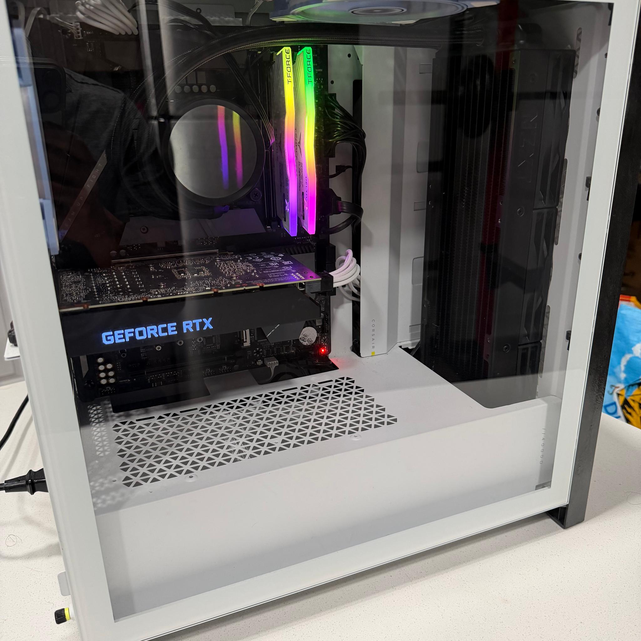 White Corsair Gaming PC – i9-11900K, RTX 3060, 2TB NVMe, 360mm Liquid Cooling