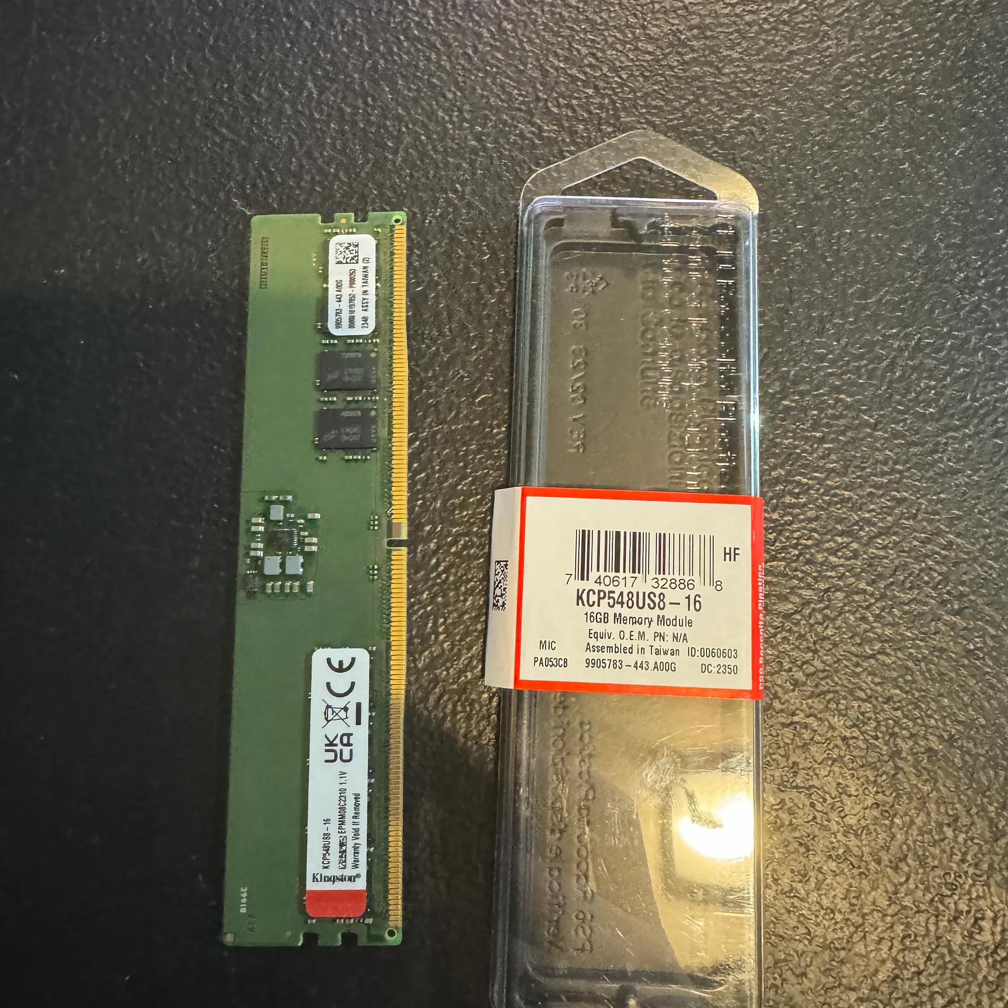 Kingston (1X16GB) 16GB Kit Of Ram DDR5 4800MHZ Open Box
