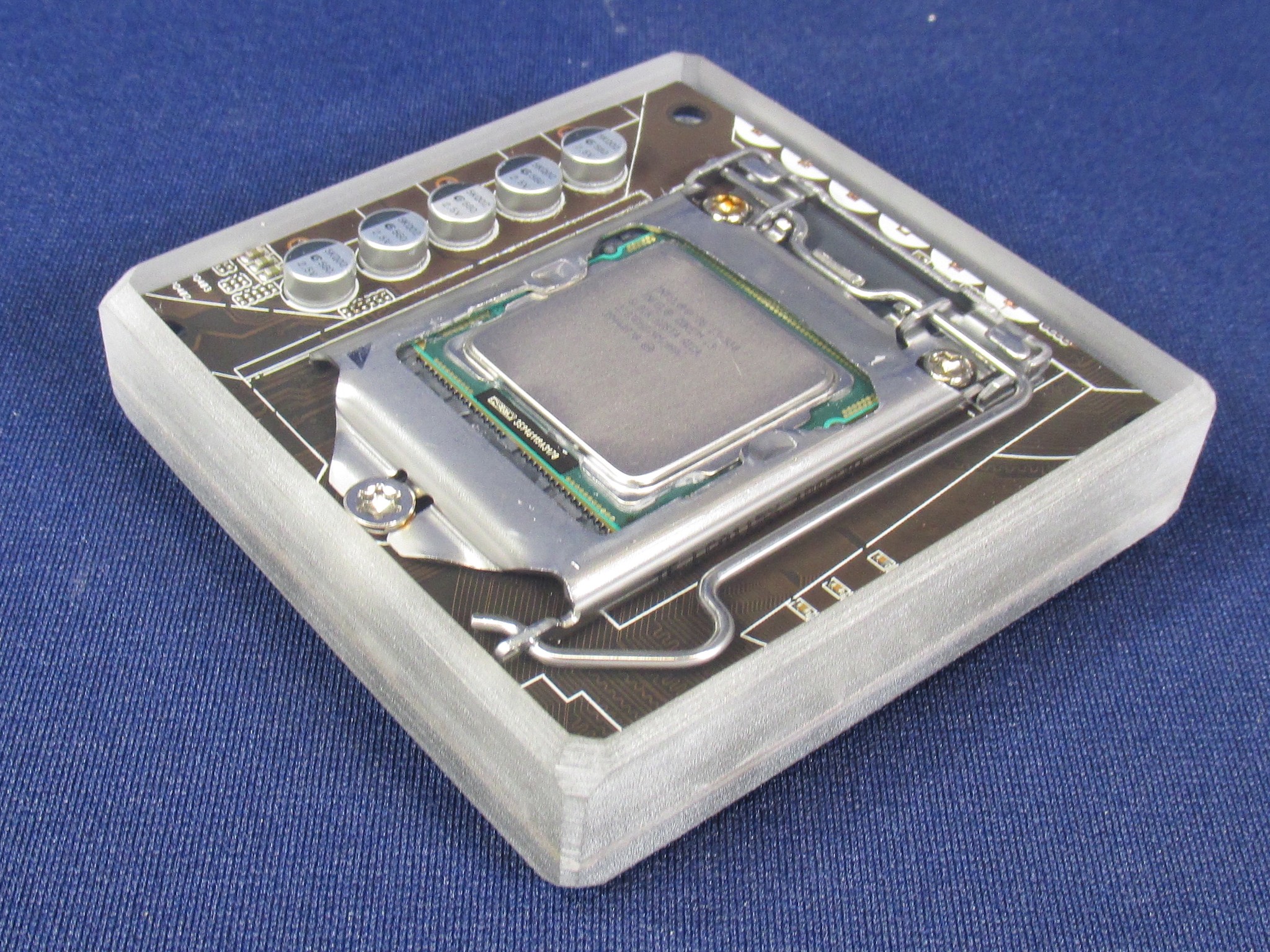 Intel Core i3-530 CPU & Motherboard - Handmade Clear Epoxy Resin Coaster With Socket 1156 CPU
