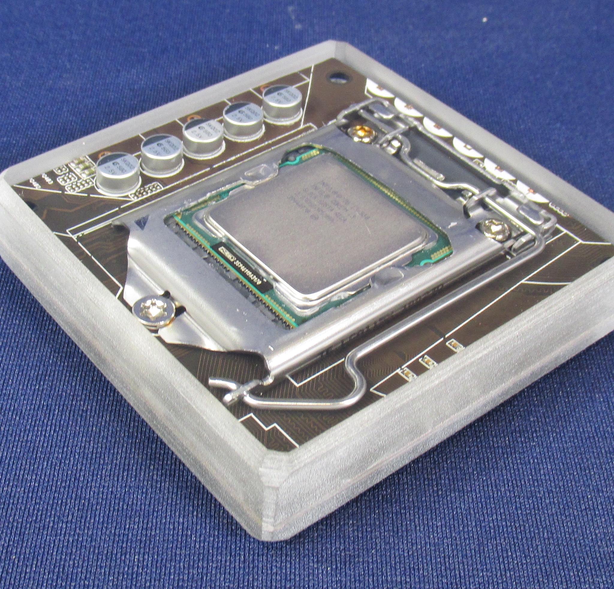 Intel Core i3-530 CPU & Motherboard - Handmade Clear Epoxy Resin Coaster With Socket 1156 CPU