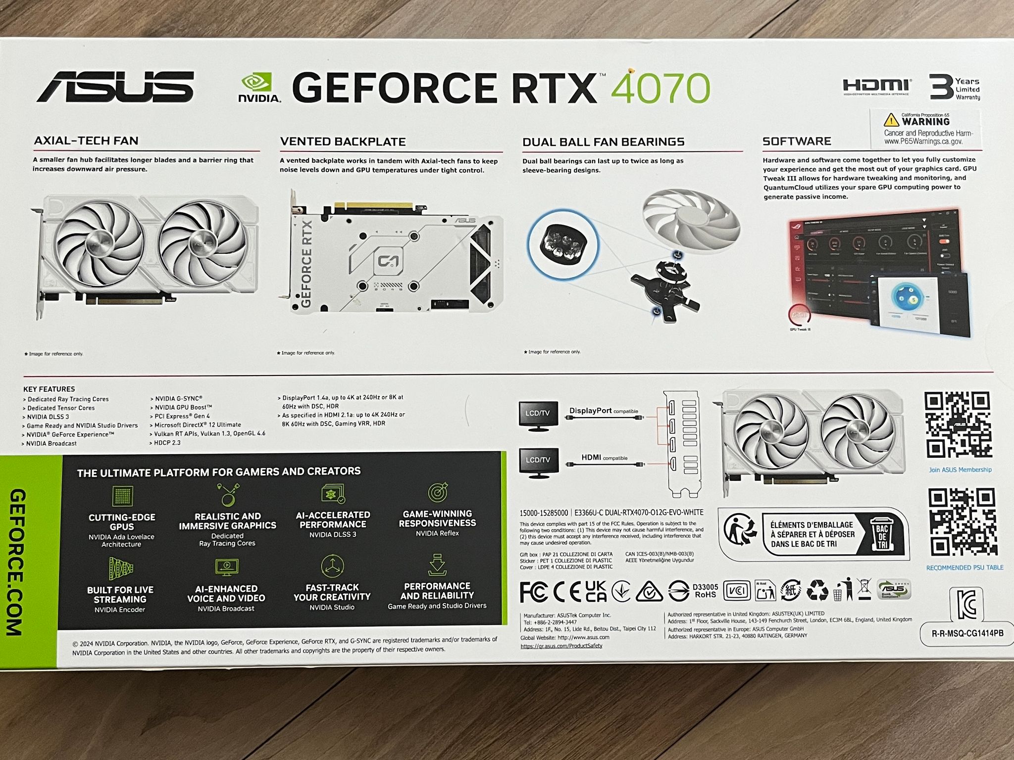 New ASUS DUAL OC GeForce RTX 4070 12GB White