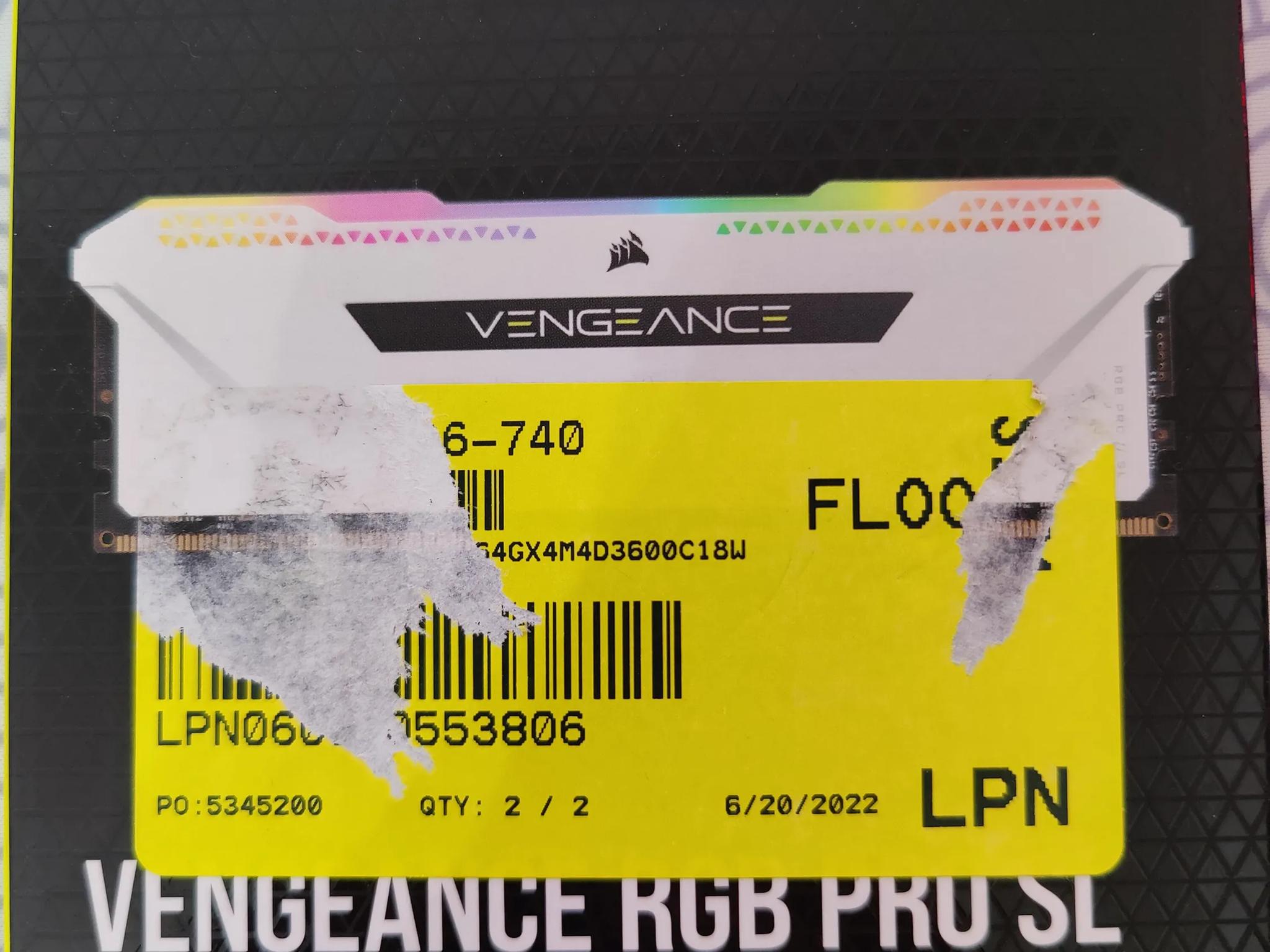 Corsair vengeance RGB Pro SL DDR4 3600MHZ 64GB white