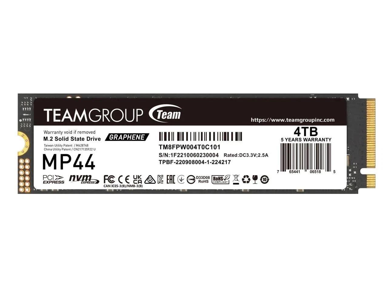 Team Group MP44 M.2 2280 4TB PCIe Gen4 x4 M.2 NVMe SSD