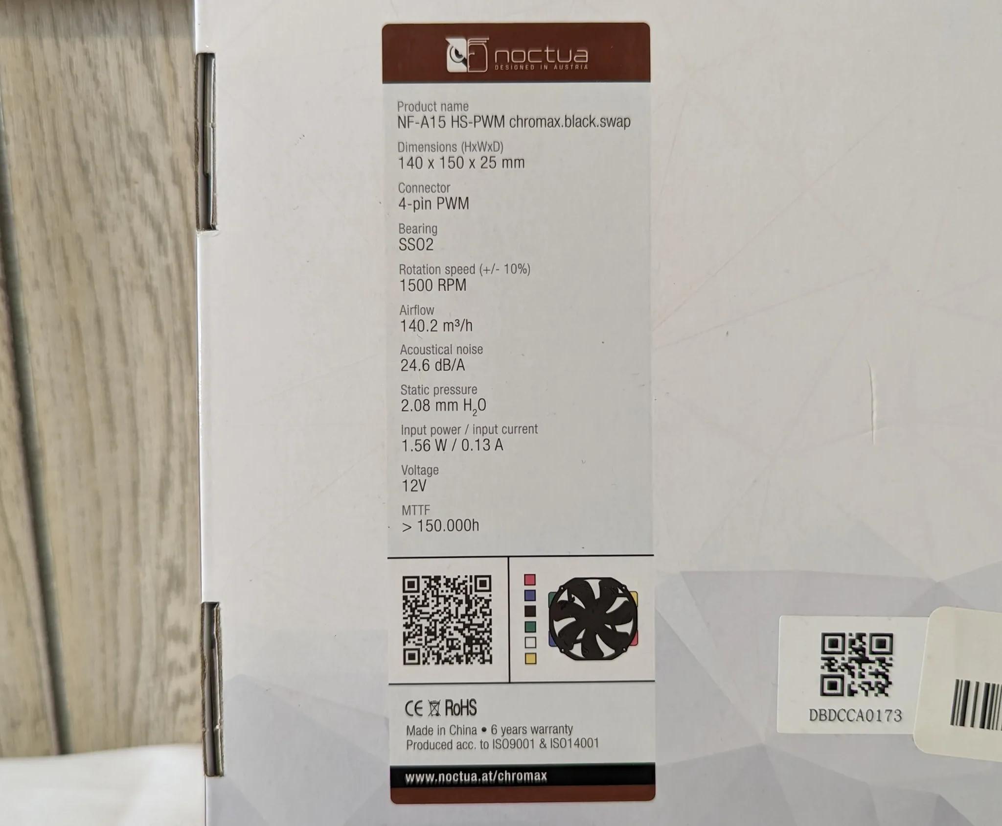 Noctua NF-A15 HS-PWM Chromax.Black.Swap Case/Heatsink upgrade Fans 140mm x 150mm x 25mm