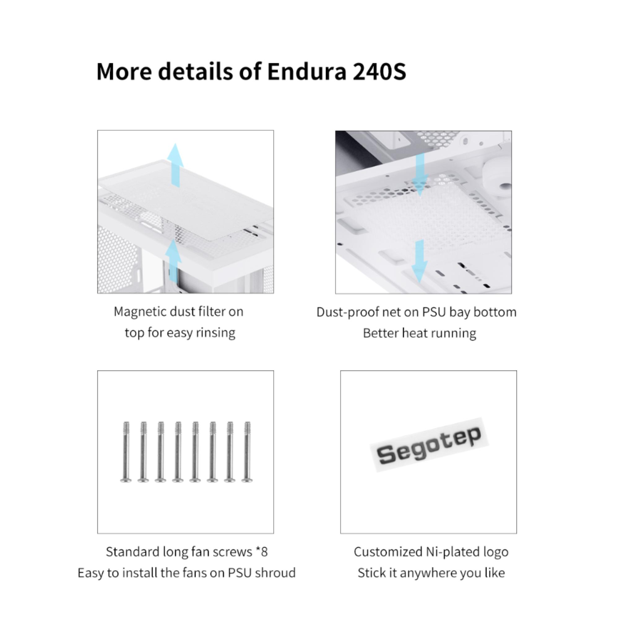 COMBO!!! SEGOTEP Endura Pro 240 M-ATX CASE  | Dual View| FROZEN 240 cooler with 4 HQ ARGB