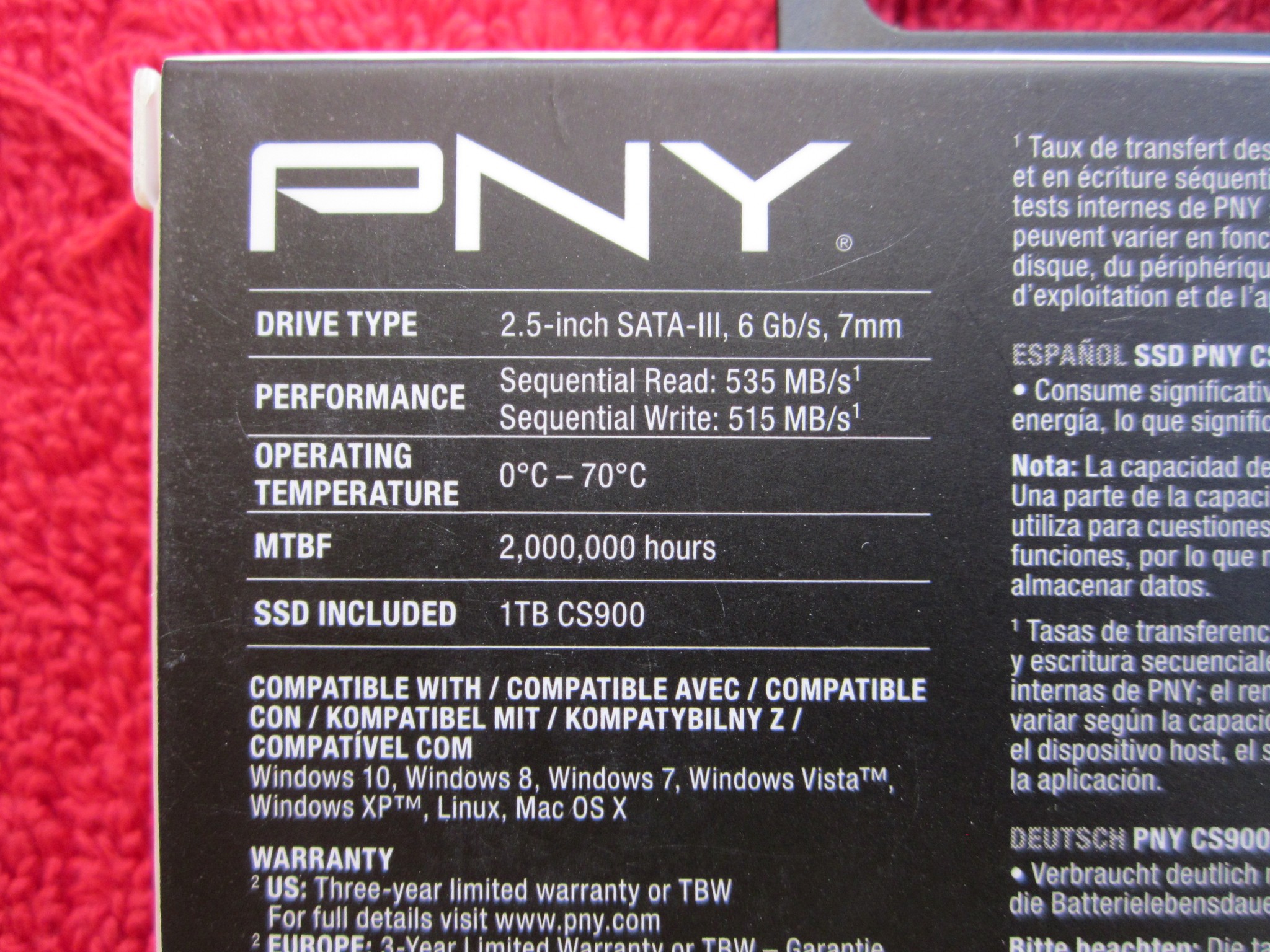 NEW SEALED PNY CS900 2.5" 1TB SATA III SSD SSD7CS900-1TB-RB