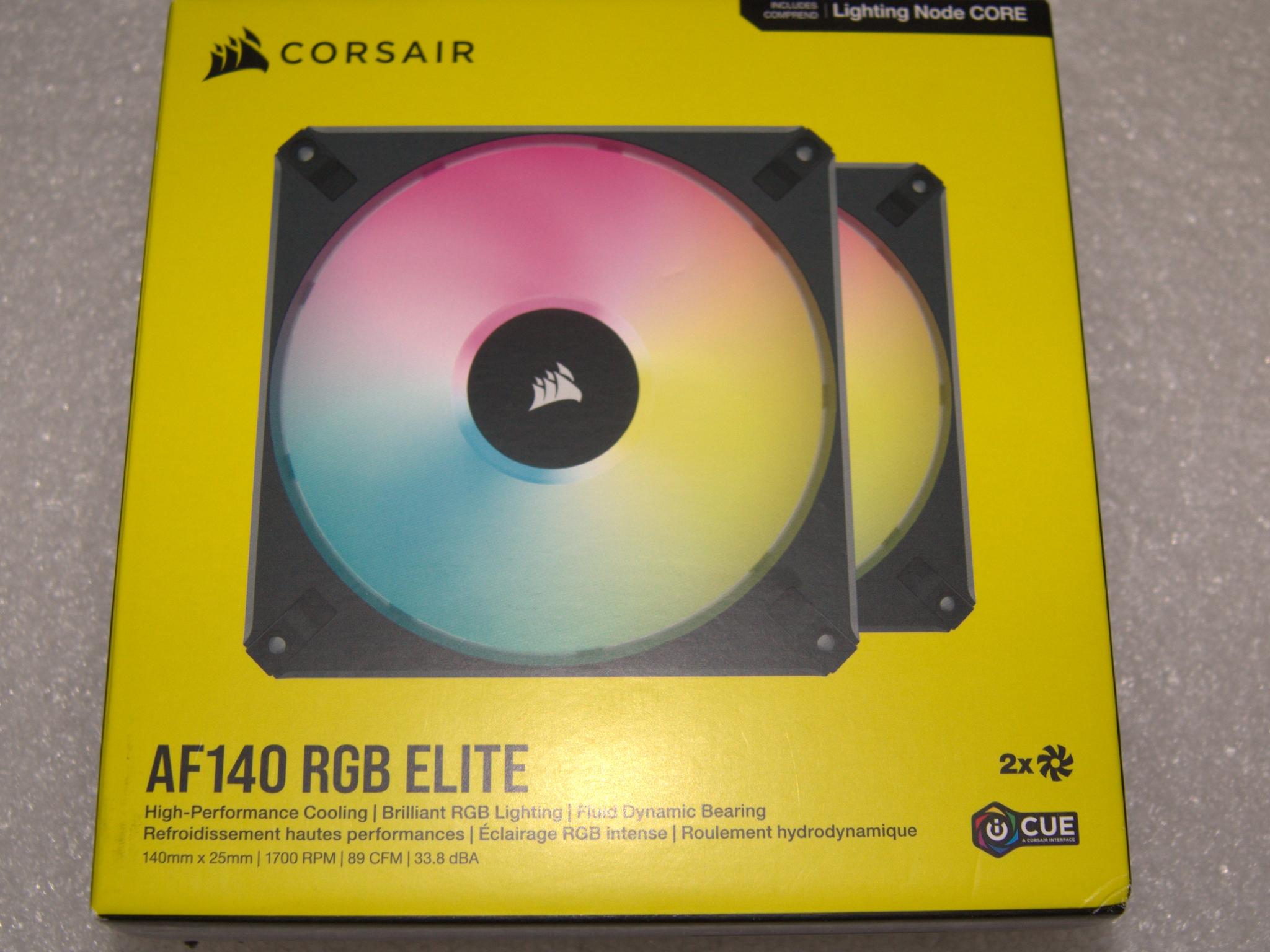 CORSAIR iCUE AF140 RGB ELITE 140mm PWM Dual Fan Kit - Eight RGB LEDs Per Fan