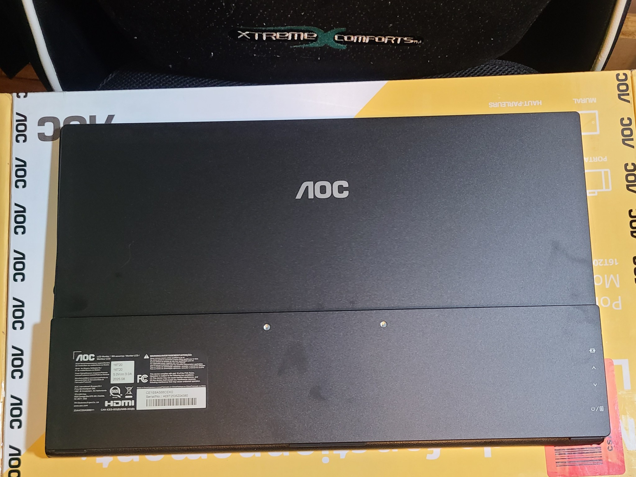 AOC 16" 16T20 Portable Monitor, Slim Smart Cover plus mini HDMI to HDMI adapter