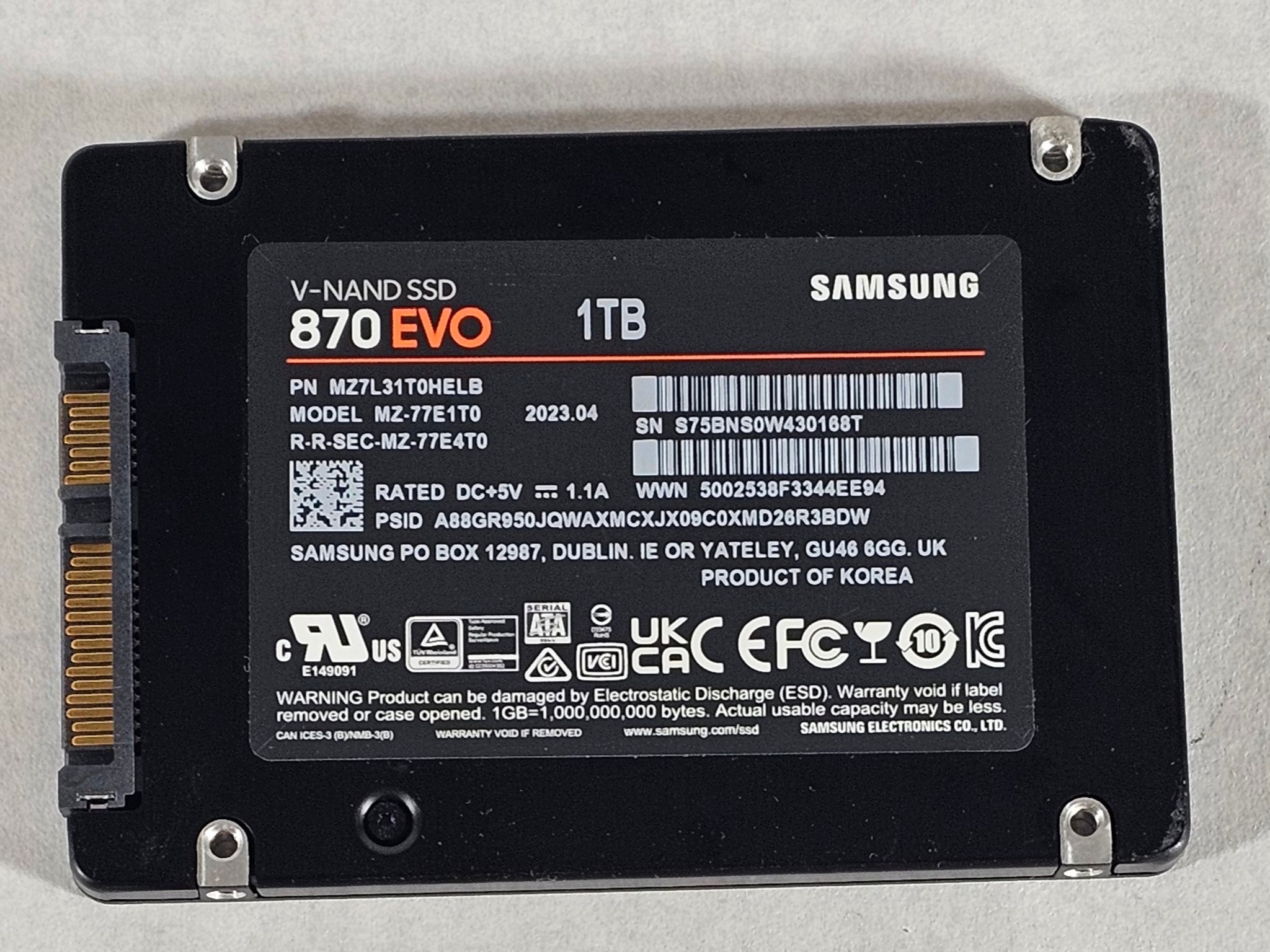 1TB 2.5" SATA SSD - Samsung 870 EVO