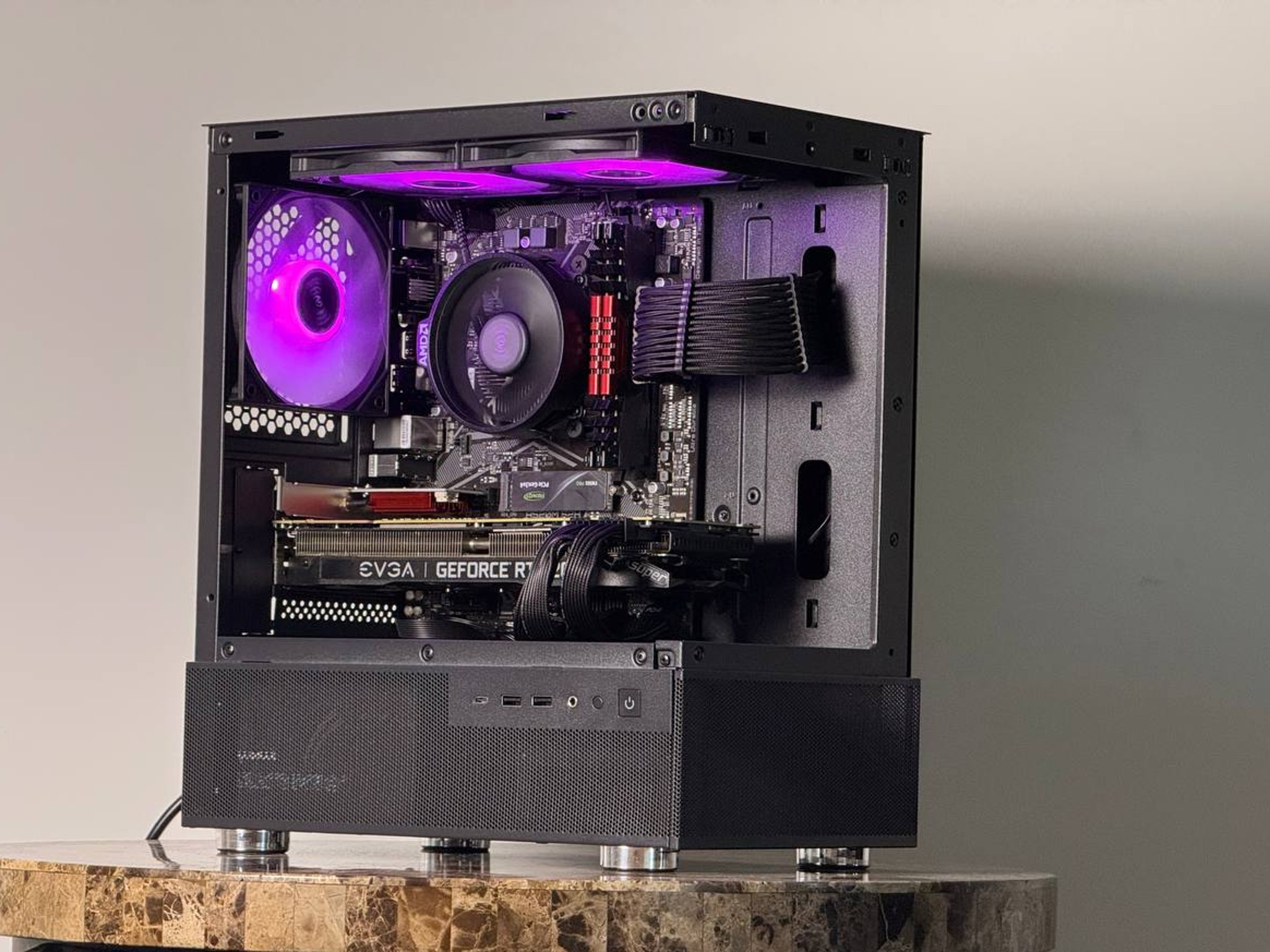 FREE SHIP 🖤🌈 Black RGB Gaming PC | RTX 2070 Super | Ryzen 5 5500