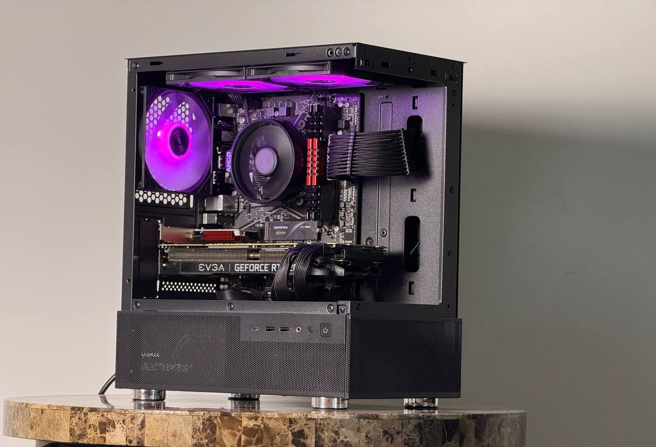 FREE SHIP 🖤🌈 Black RGB Gaming PC | RTX 2070 Super | Ryzen 5 5500 | 500 GB NVME | 16 GB DDR4 🌈🖤