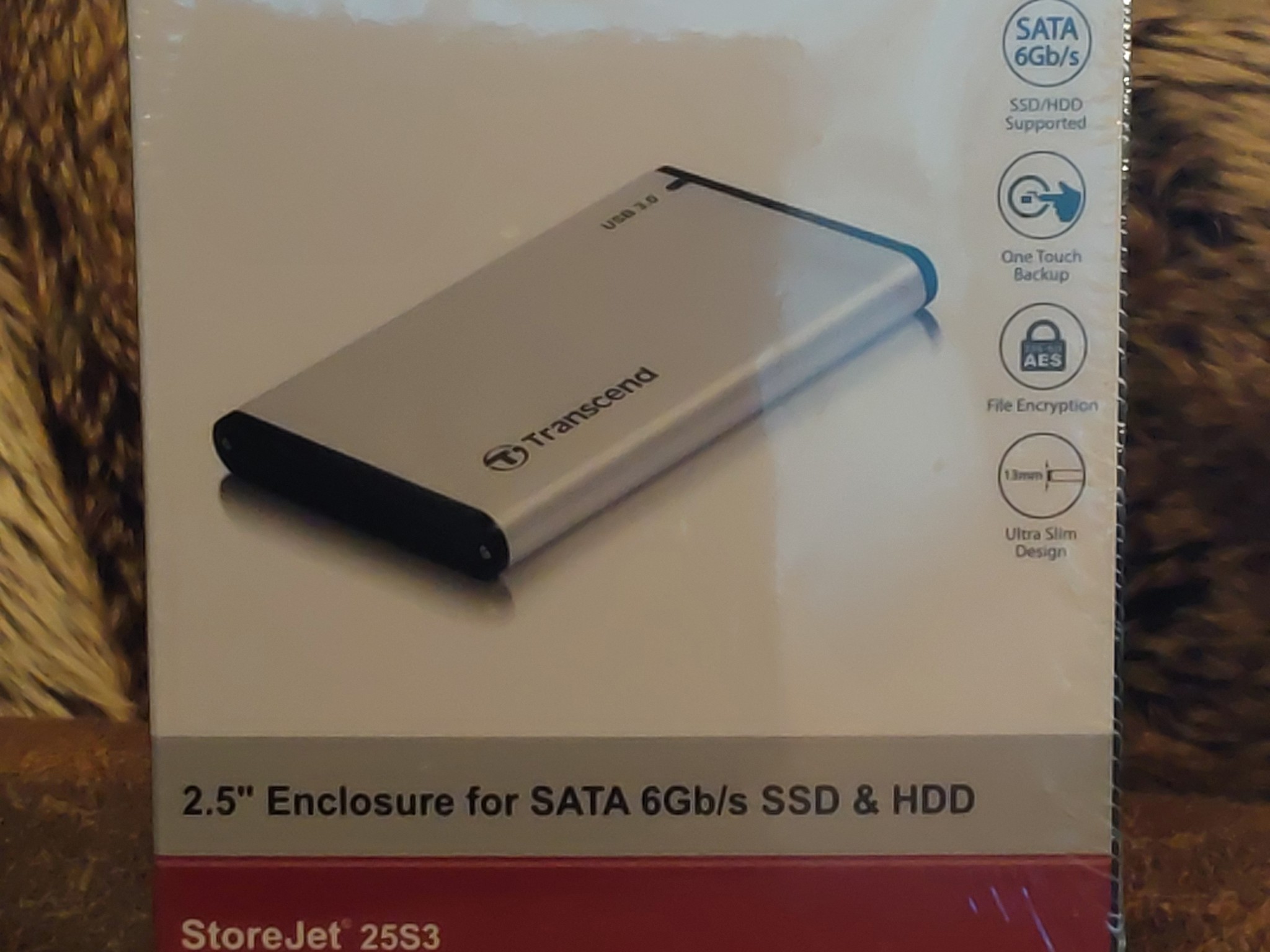 NEW TRANSCEND 2.5” SSD/HDD EXTERNAL ALUMINIUM ENCLOSURE, USB 3.0, One Touch Backup