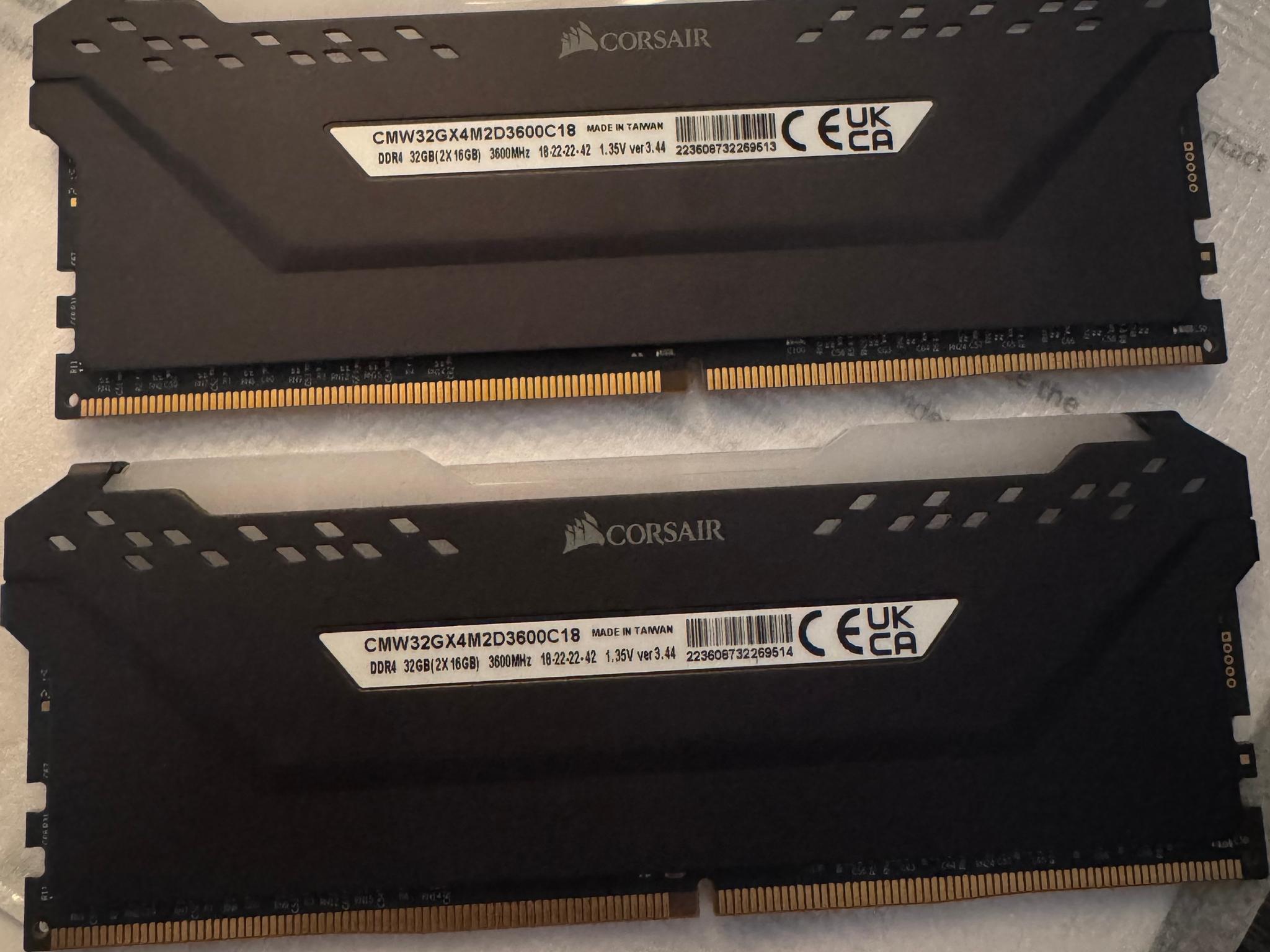 32GB Corsair Vengeance RGB PRO (2 x 16GB) DDR4 DRAM 3600MHz CL18 Memory Kit — Black