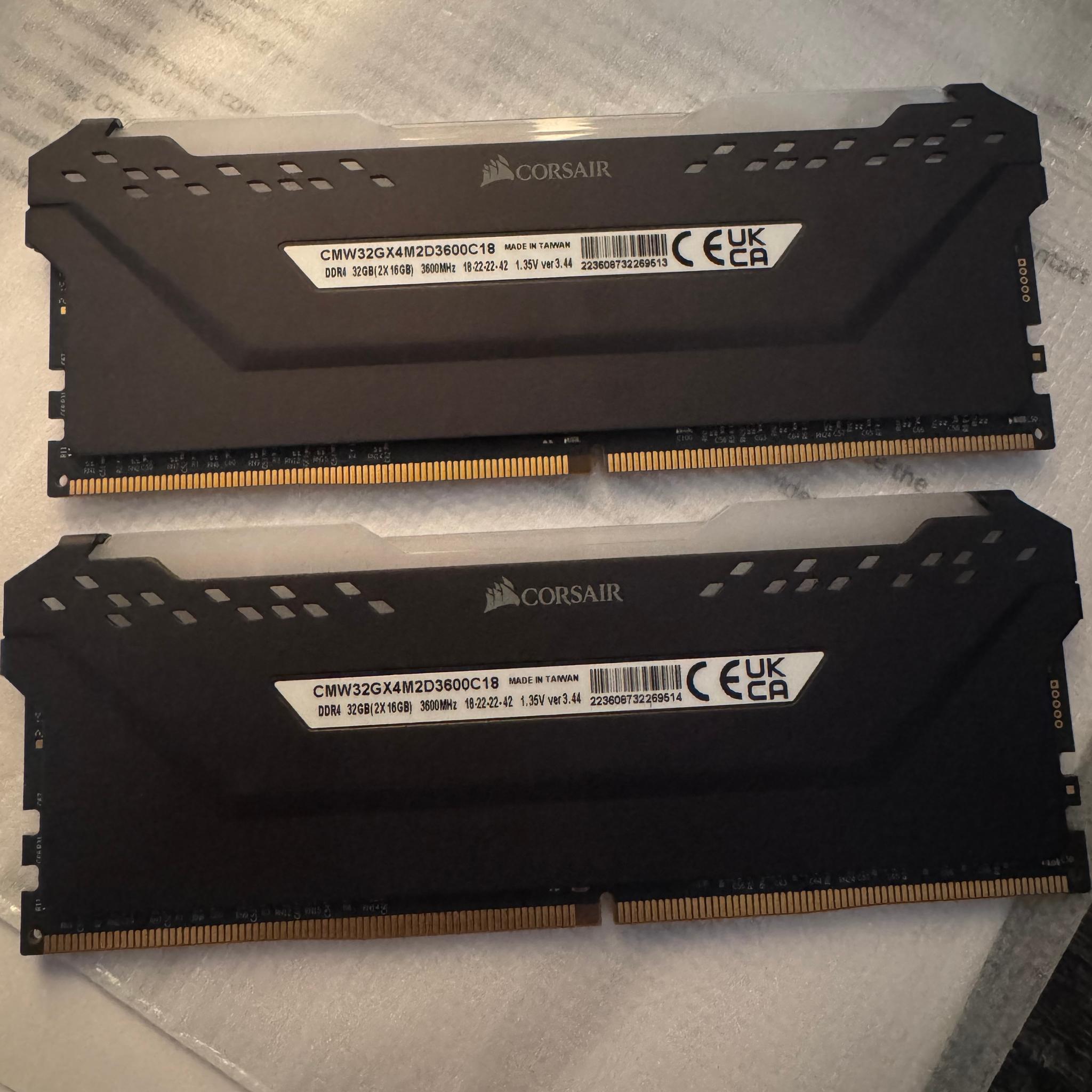 32GB Corsair Vengeance RGB PRO (2 x 16GB) DDR4 DRAM 3600MHz CL18 Memory Kit — Black