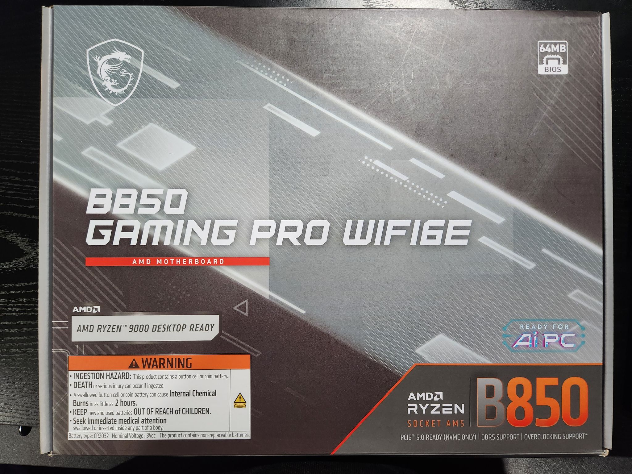 MSI B850 GAMING PRO WIFI6E-AMD RYZEN 5 9600X- 32GB DDR5 RAM BUNDLE