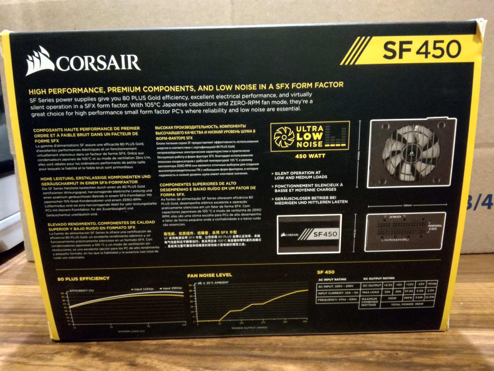 Corsair SF Series, SF450, 450 Watt, SFX, 80+ Gold Certified, Fully Modular Power Supply