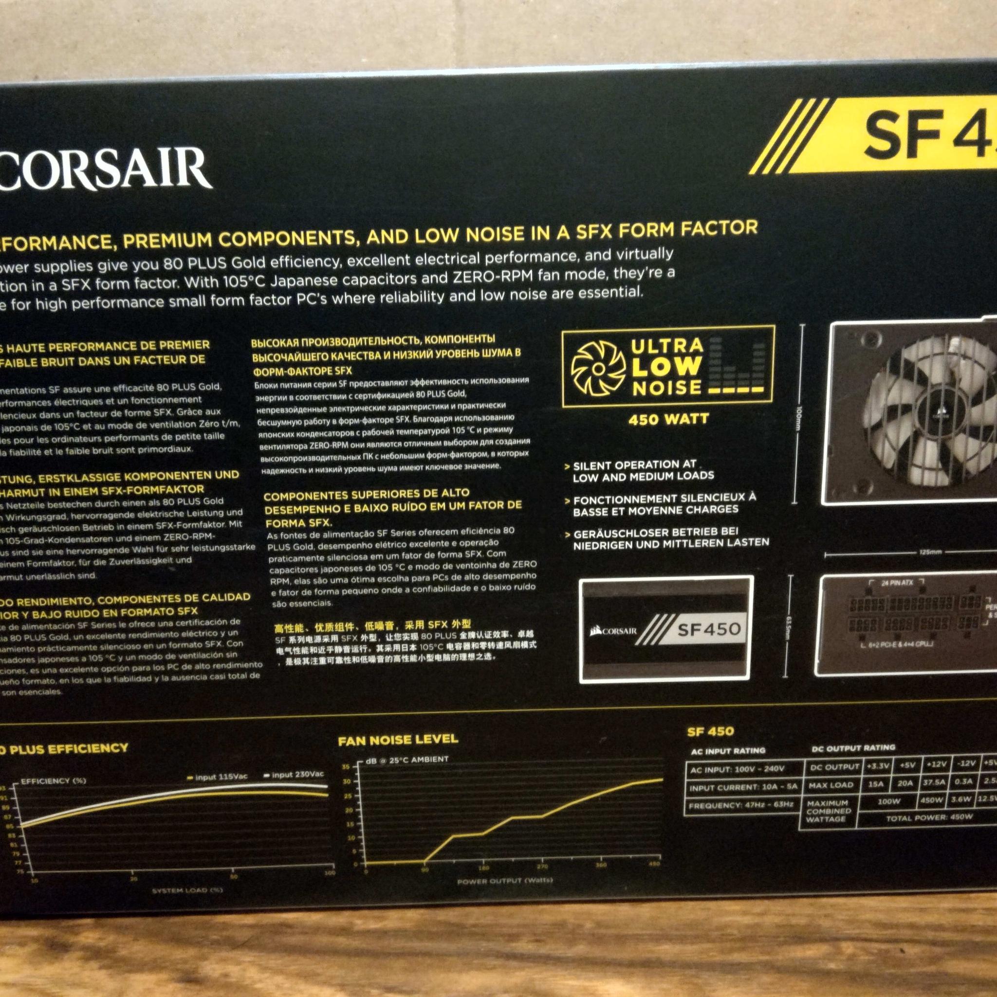 Corsair SF Series, SF450, 450 Watt, SFX, 80+ Gold Certified, Fully Modular Power Supply