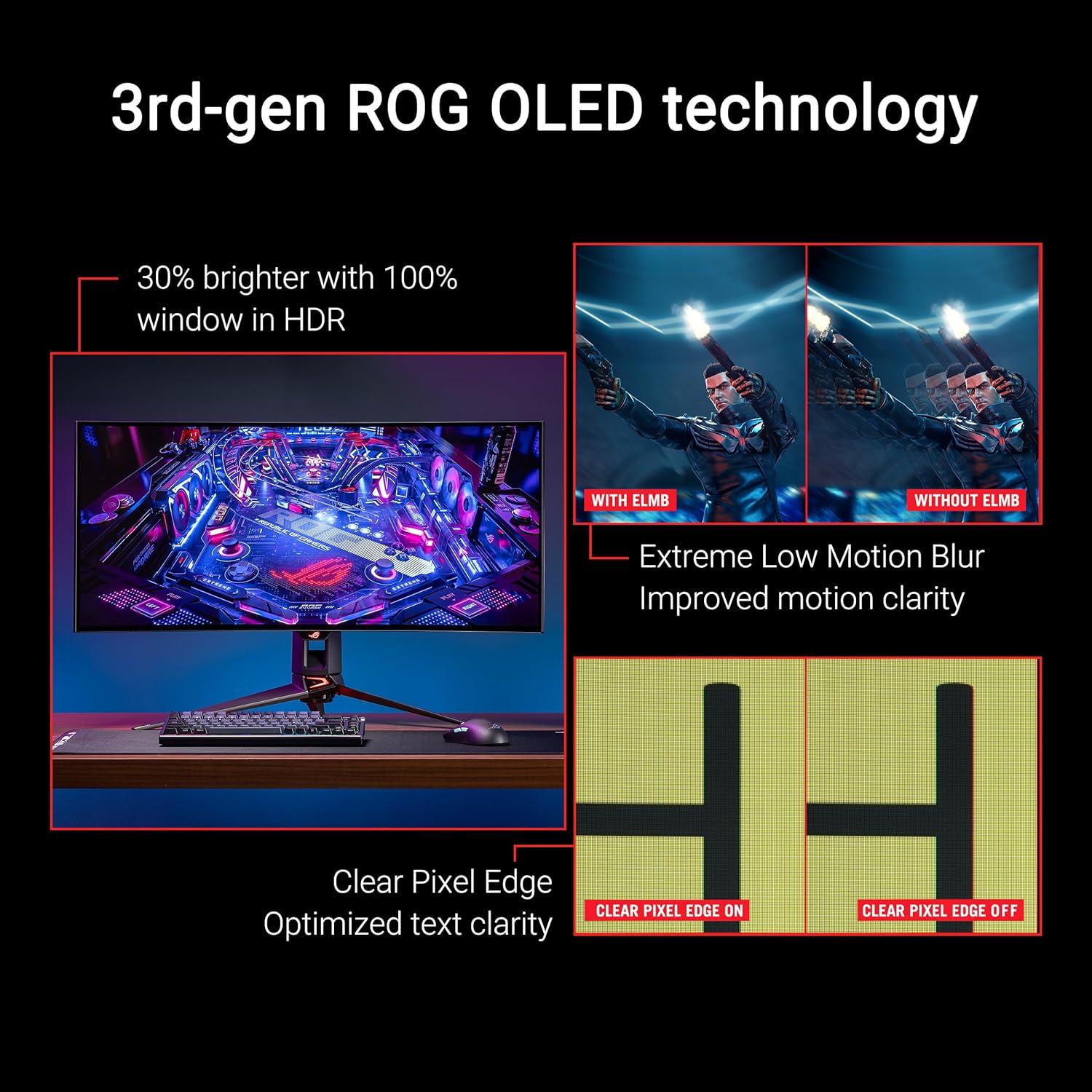 ASUS ROG Swift 34” OLED Ultrawide 800R Curved Gaming Monitor (PG34WCDM) – 21:9 (3440 x 1440), 240Hz