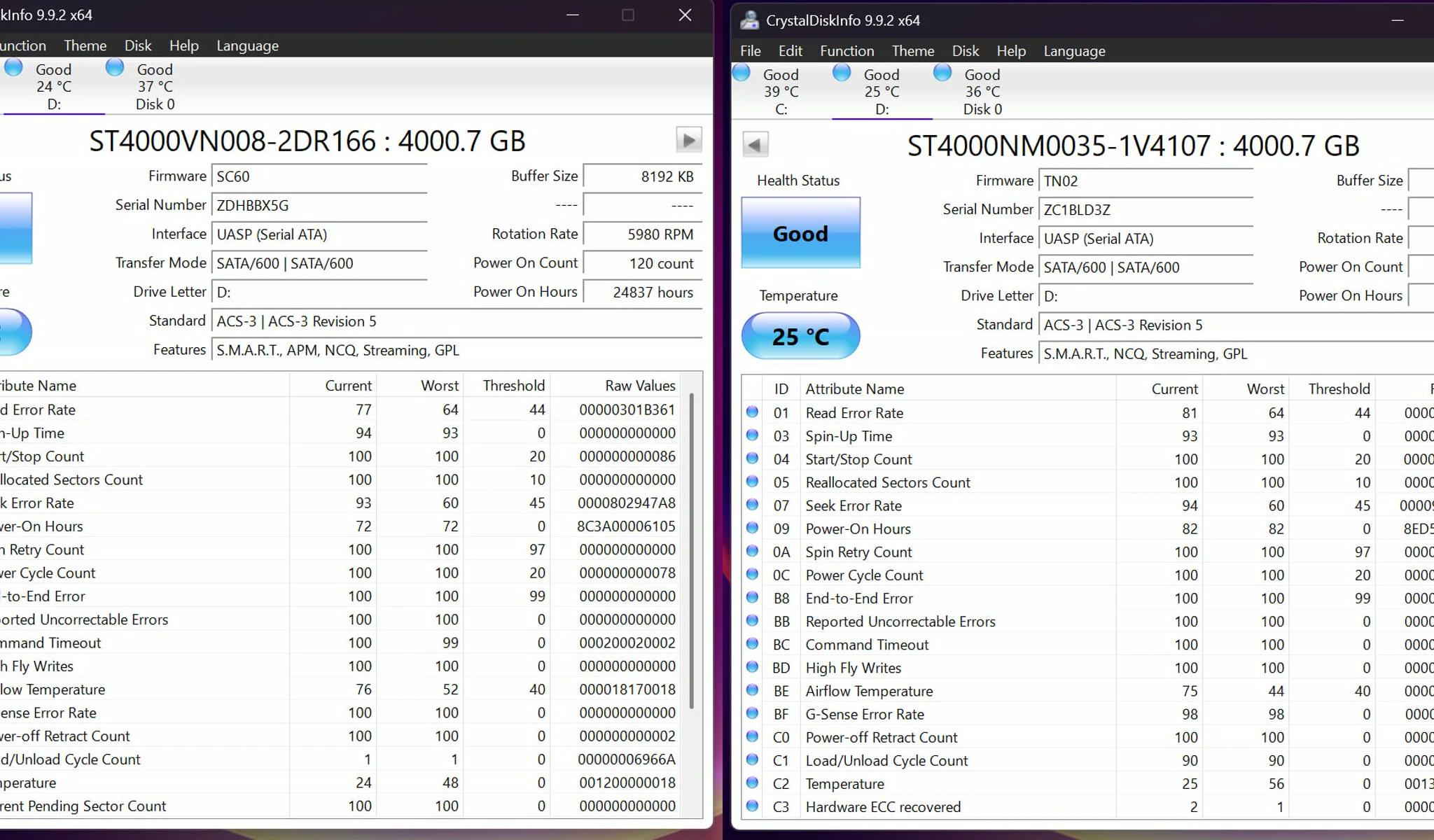 Seagate 4TB SATA HDDs — IronWolf + Enterprise