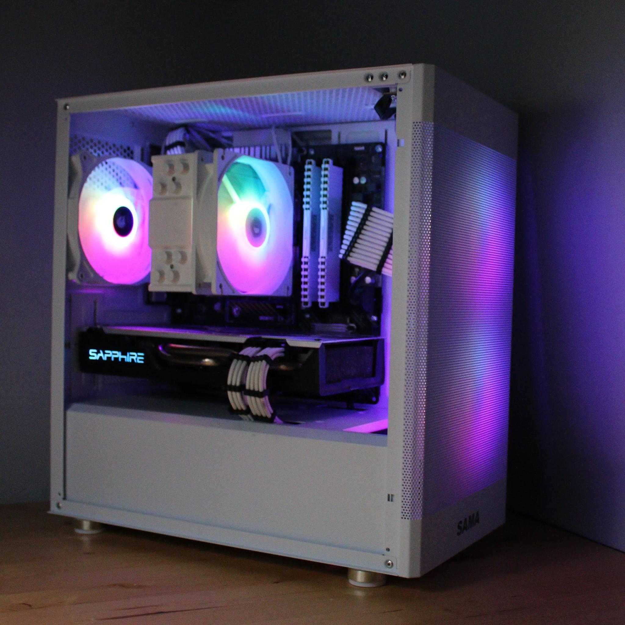 1080p AMD RX 580 + Ryzen 5 2400g White and Black ARGB Custom Gaming PC