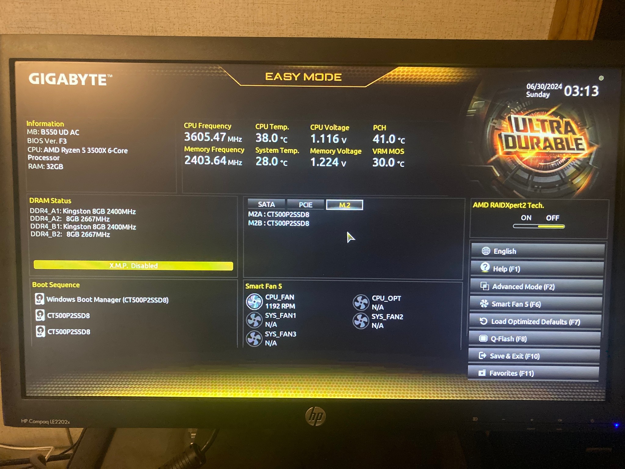 Gigabyte B550 UD AC Y1 AM4 ATX Motherboard