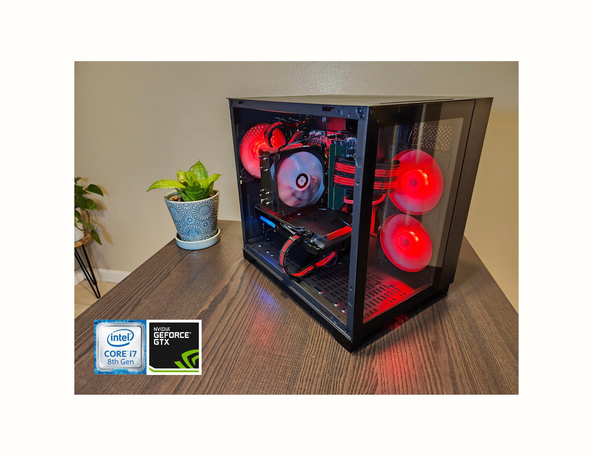 Custom Gaming PC - Intel i7-8700, GTX 1660, 16GB RAM, 500GB SSD - Black Case